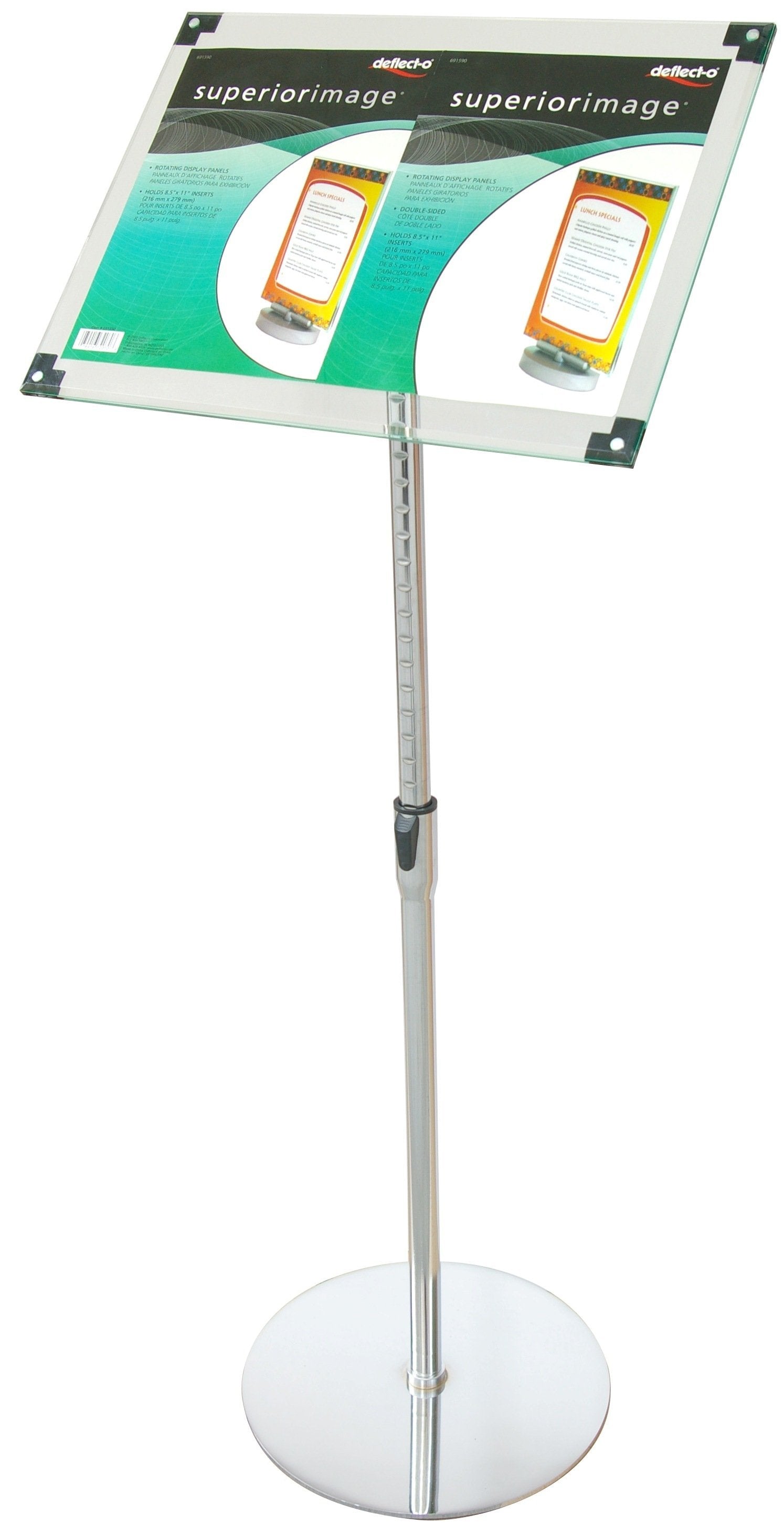 Premium A3 Acrylic Floor Stand with Chrome Pole & Base - Perfect for Retail Displays, Trade Shows, and Exhibition Signage