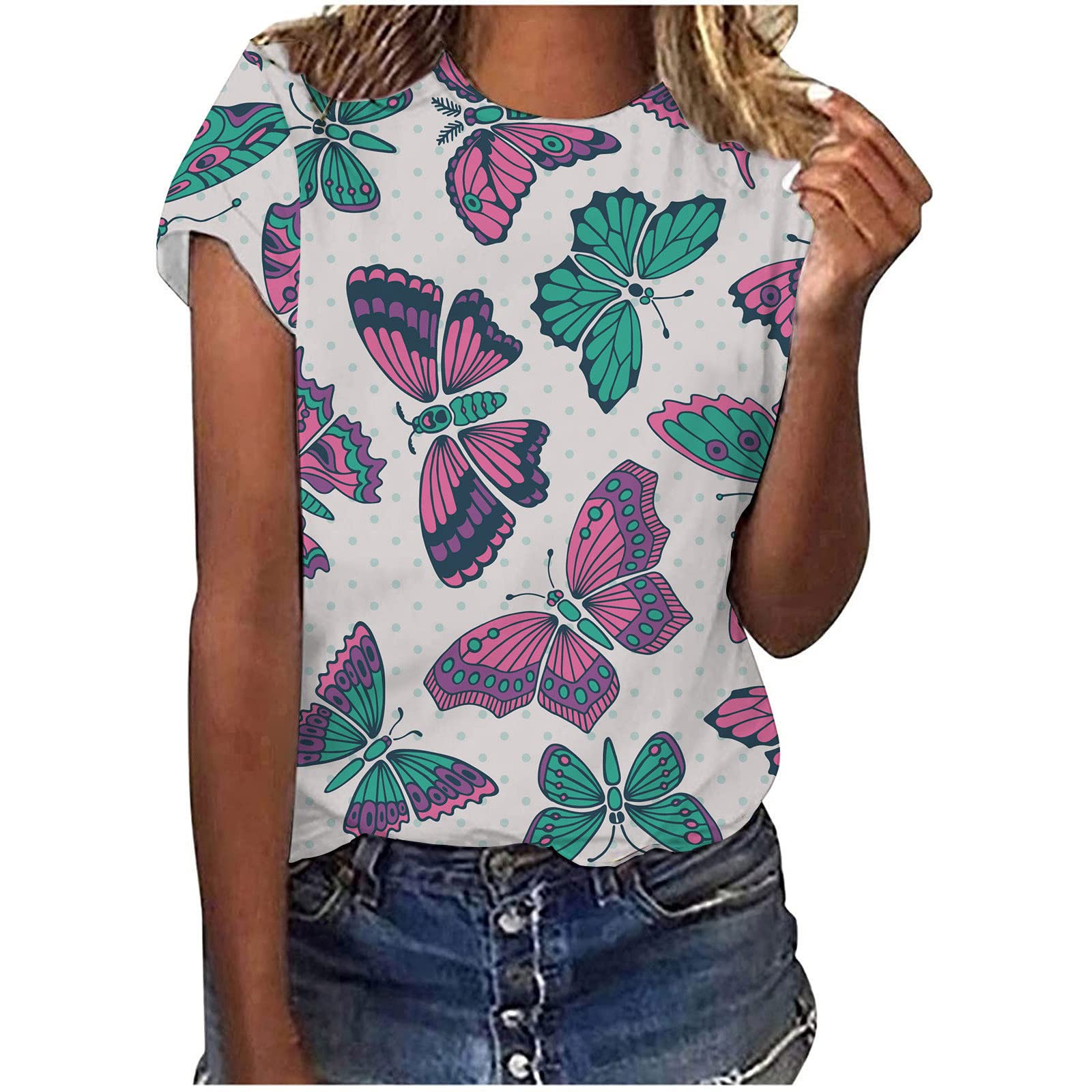 Women's Summer Short Sleeve Graphic Tees - Plus Size Printed T-Shirts with Round Neck & Oversized Fit | Casual Wear, Beach Outfits, Street Style Fashion