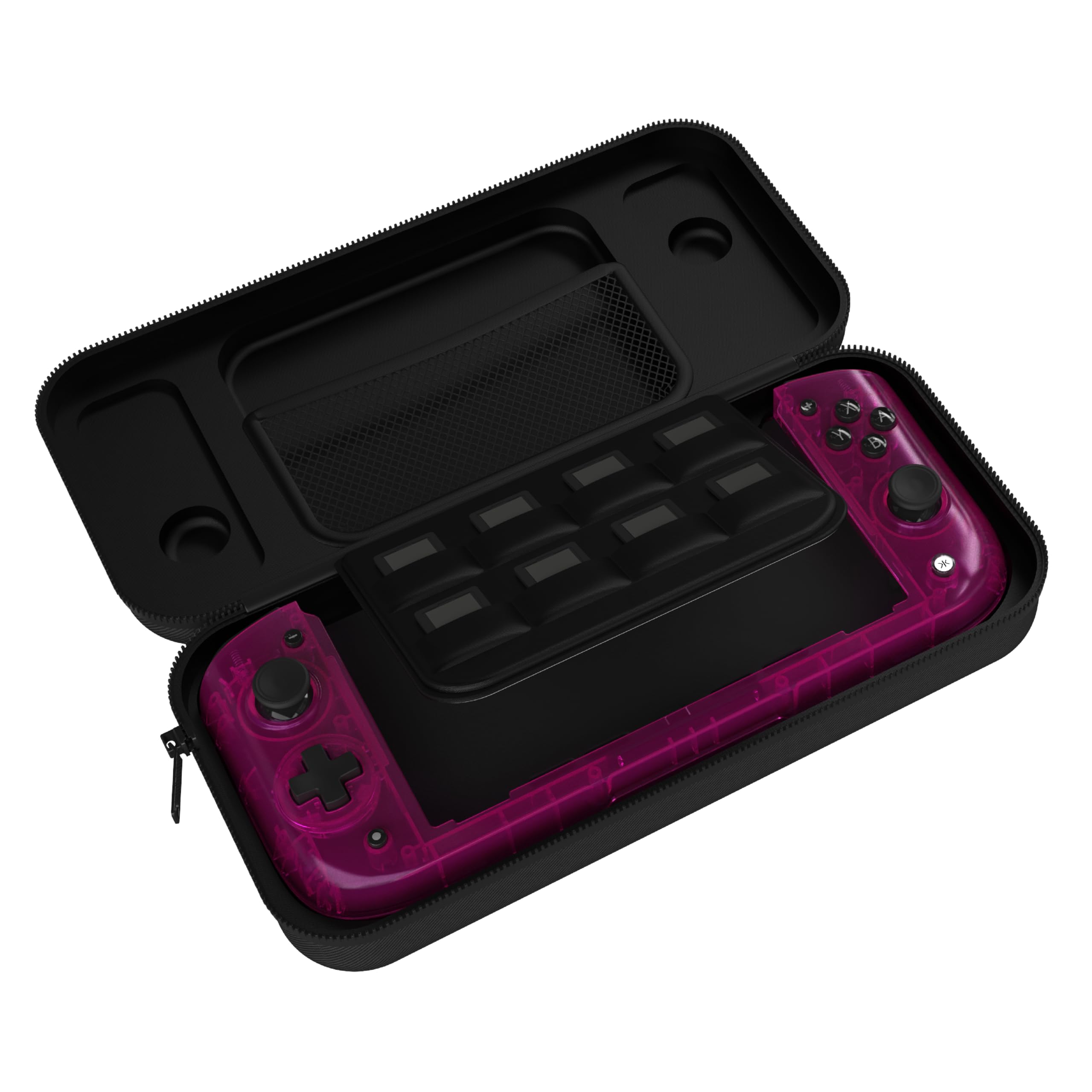 CRKD Nitro Deck Crystal Collection with Carry Case - Professional Handheld Controller for Nintendo Switch & OLED | Zero Stick Drift, Ergonomic Design | Perfect for Gaming on the Go, Travel & Home Entertainment (Crystal Pink)