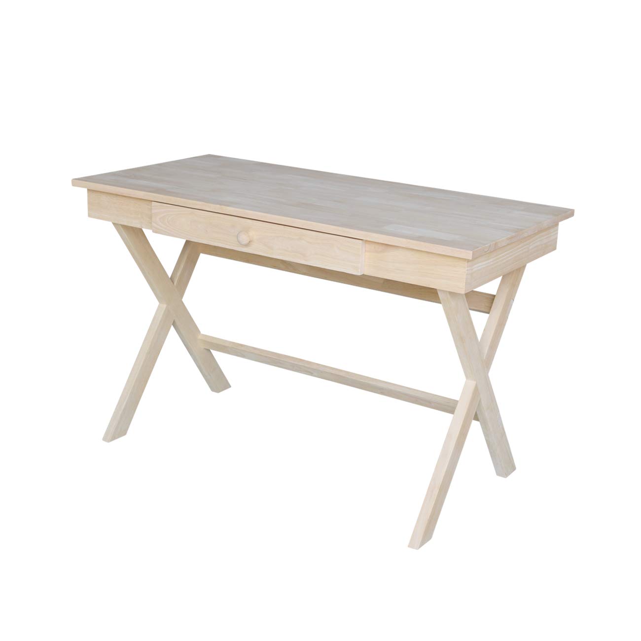 International Concepts Cross Leg Desk, Unfinished Wood - Compact Home Office Desk for Small Spaces, Study & Workstation