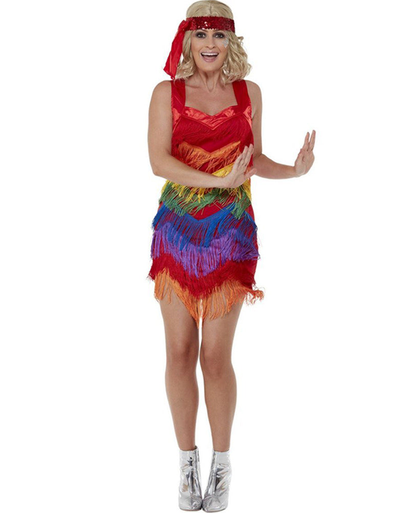 20s Rainbow Pride Flapper Women's Costume - 1920s Gatsby Party Outfit for Halloween, Themed Parties & LGBTQ+ Celebrations