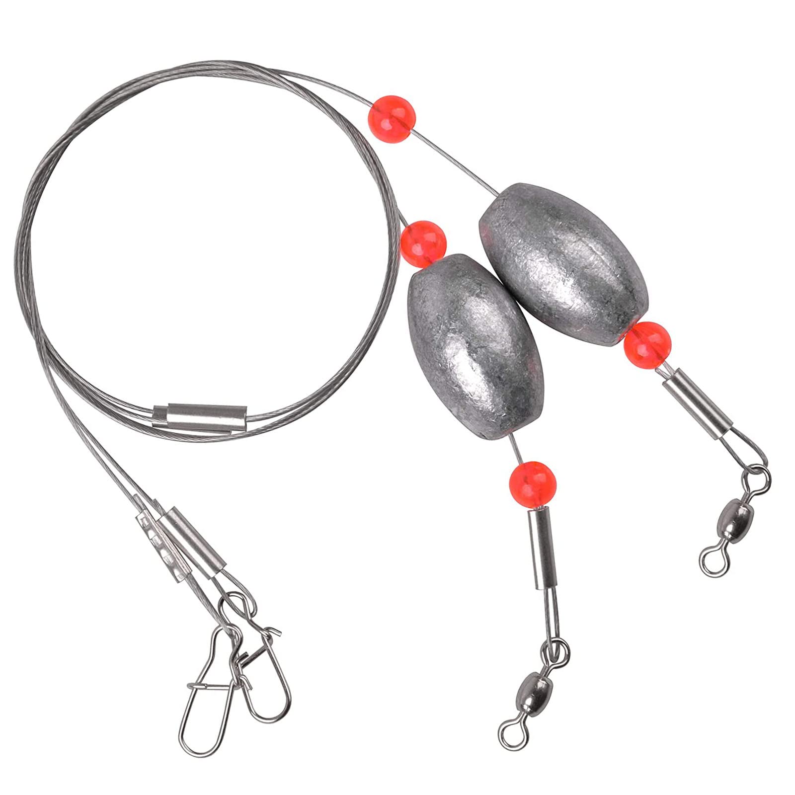 6pcs Saltwater Fishing Egg Sinker Weight Rigs with Wire Leader, Swivels & Snap - Ideal for Flounder, Grouper Bottom Fishing | Perfect for Deep Sea & Shoreline Angling