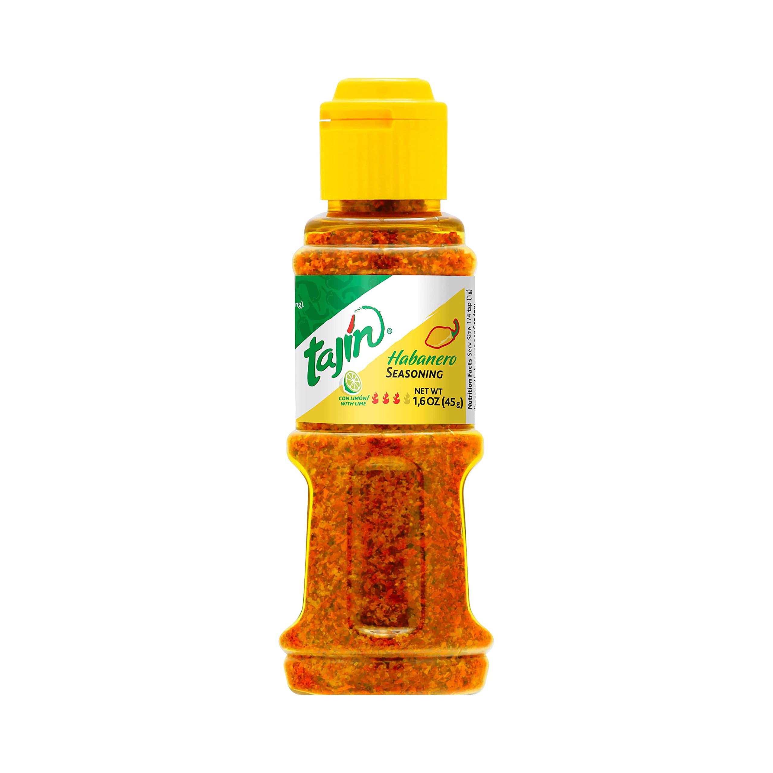 Tajin Habanero Chili Powder with Lime, 45g | Spicy Mexican Seasoning for Fruits, Meats, Snacks & Cocktails - Perfect for BBQ, Fruit Salads, Margaritas & Mexican Cuisine