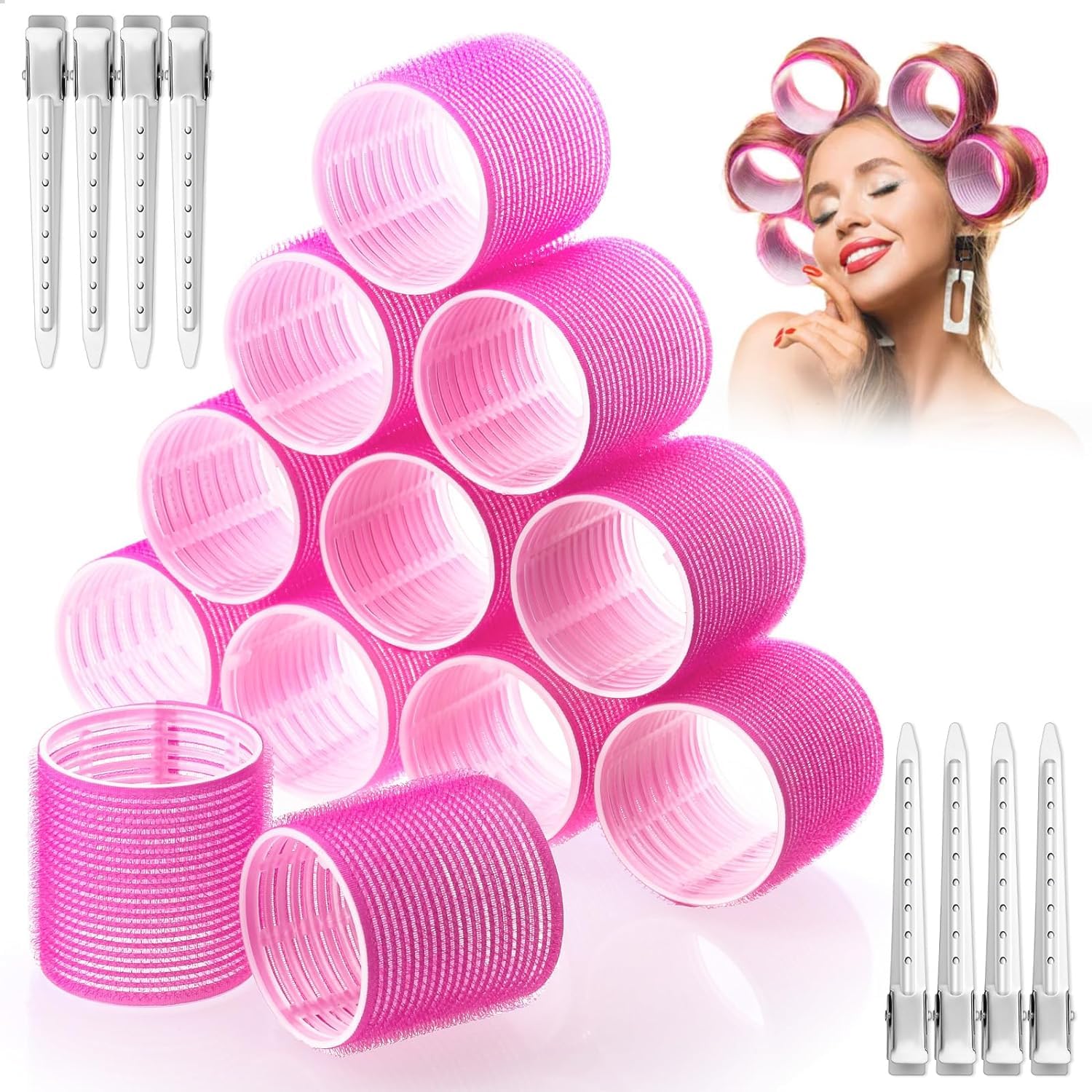 KNAFS COLLECTIONS Thermal Hair Rollers Set - 6 Self-Grip Curlers (2cm) for Short & Long Hair, Perfect for Blowouts & Salon-Style Curls at Home - Great for Parties, Weddings & Daily Styling