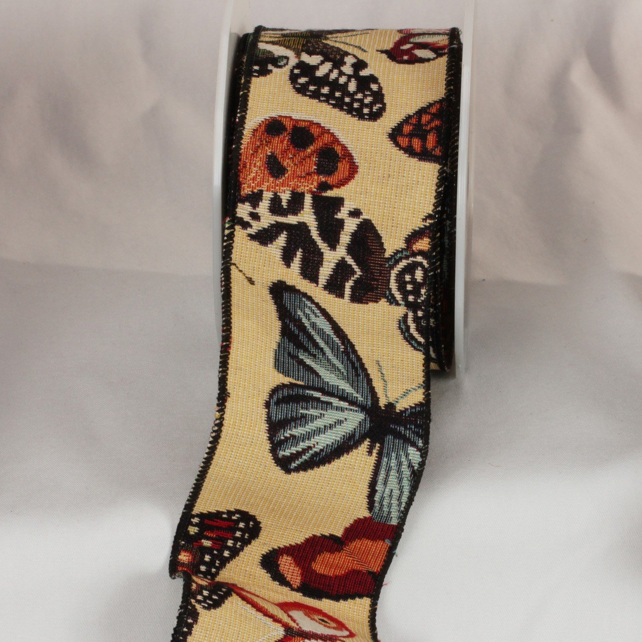 Butterfly Garden Wired Craft Ribbon - 3 Inch x 9 Yards Decorative Floral Ribbon for DIY Crafts, Gift Wrapping, Wedding Decorations & Home Decor
