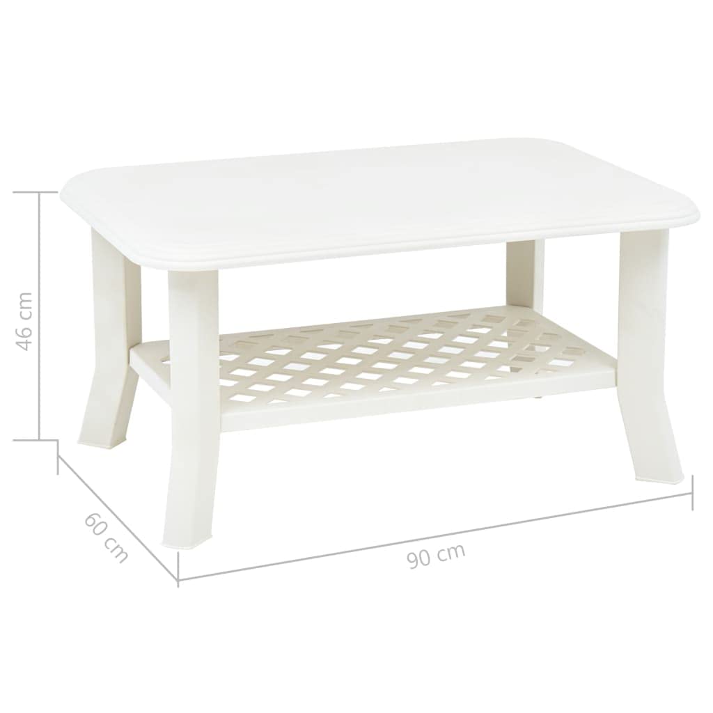 Modern White Plastic Coffee Table with Storage Shelf - 35.4