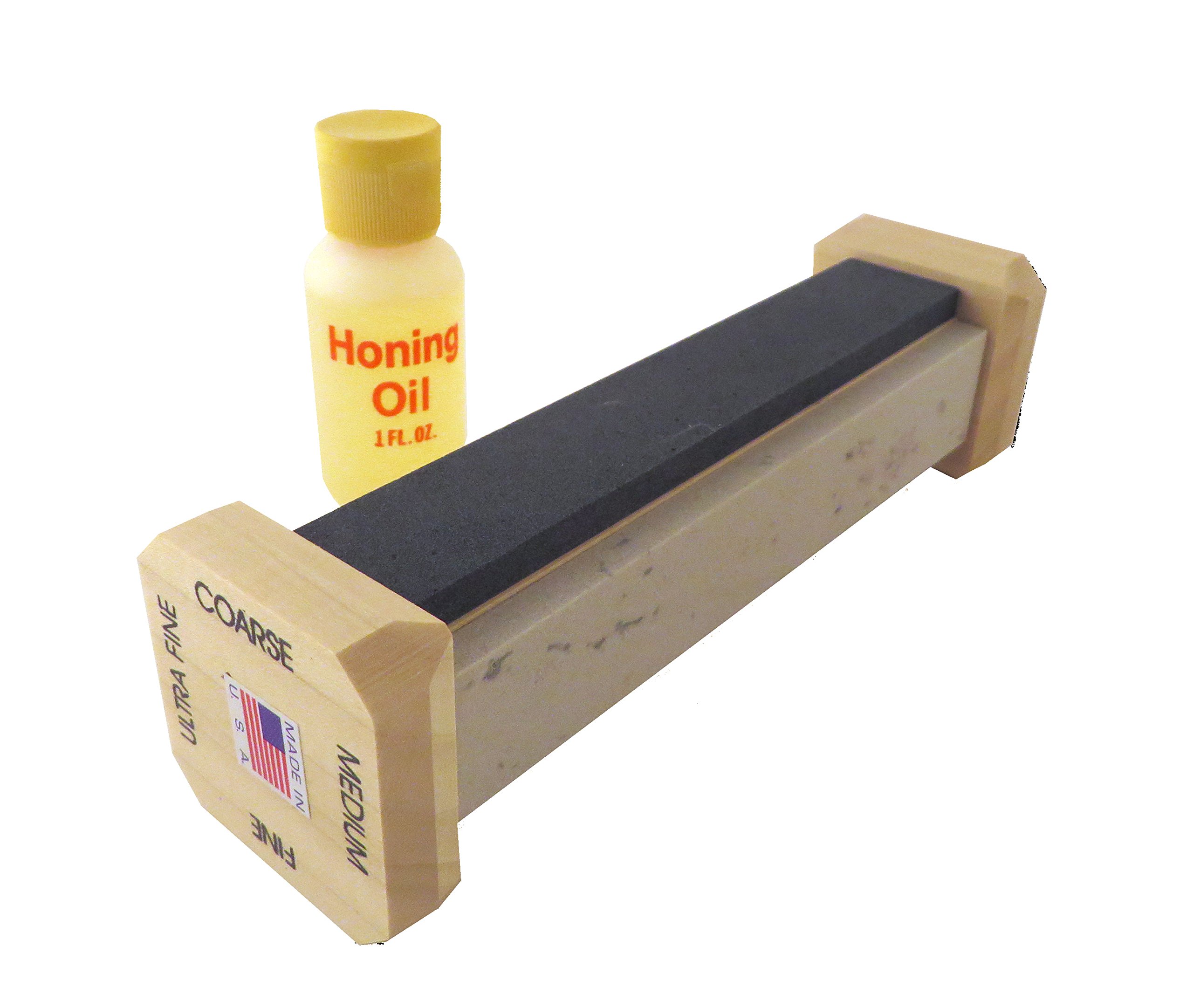 Genuine 4-Stone Arkansas Knife Sharpening System - Coarse, Medium, Fine & Extra Fine Whetstones (6