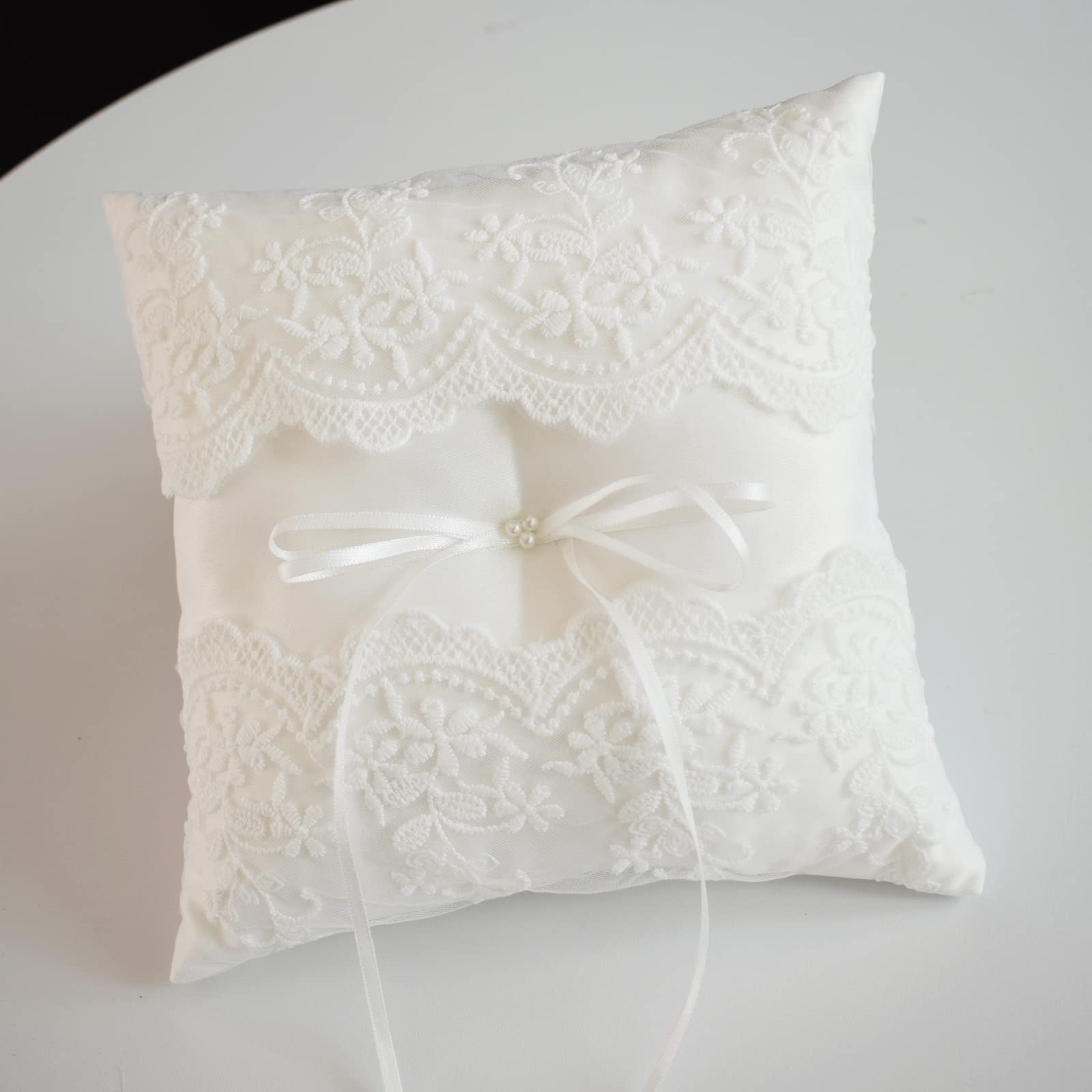 Ivory Lace Wedding Ring Bearer Pillow - Elegant Ring Cushion for Wedding Ceremony, Engagement Party & Vow Renewal | Perfect for Ring Exchange, Bridal Showers & Romantic Proposals