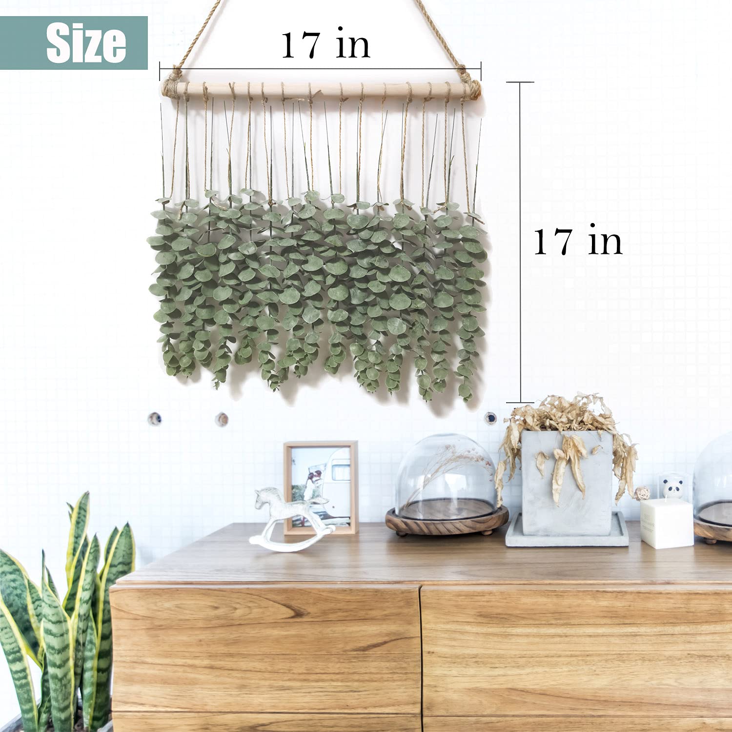 Artificial Eucalyptus Wall Hanging - Farmhouse Boho Decor for Bedroom & Living Room