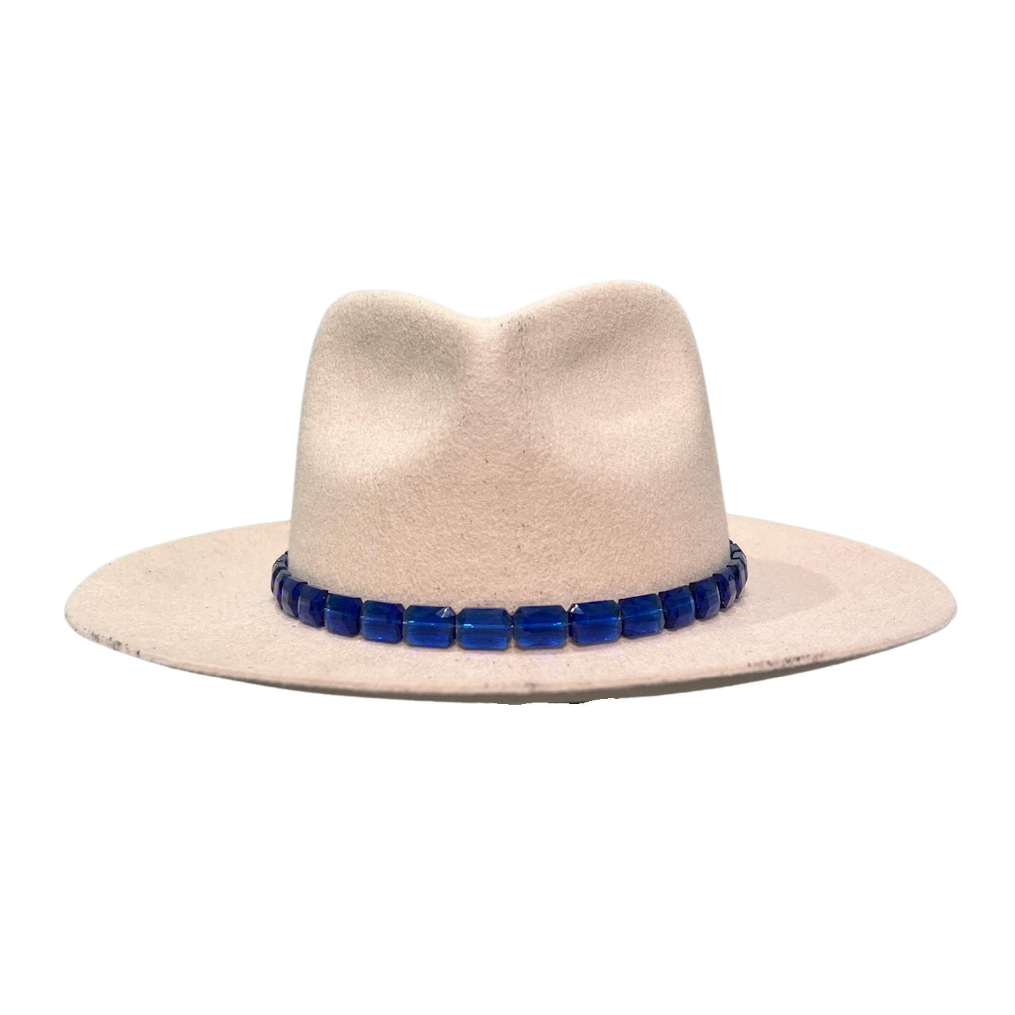 Royal Blue Rectangle Faceted Hat Band for Cowboy Hats - Western Style Rhinestone Embellished Accessory for Country Music Festivals & Rodeo Events
