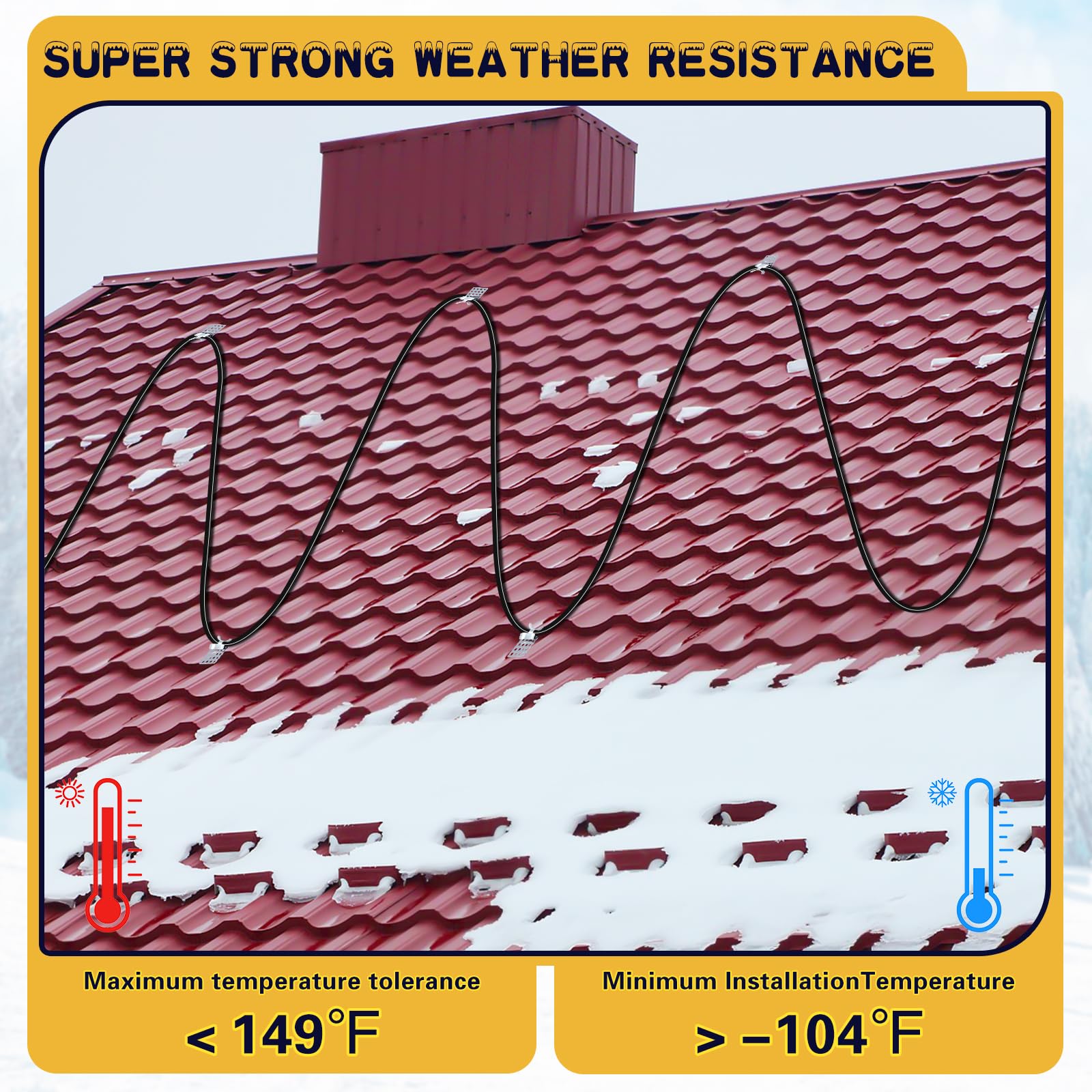 100Ft Self-Regulating Heat Tape for Water Pipes -104℉ to 104℉, Roof & Gutter De-Icing Cable, Pipe Freeze Protection Heating Cable 120V - Perfect for Winterizing Homes, Preventing Frozen Pipes & Ice Dams in Cold Climates