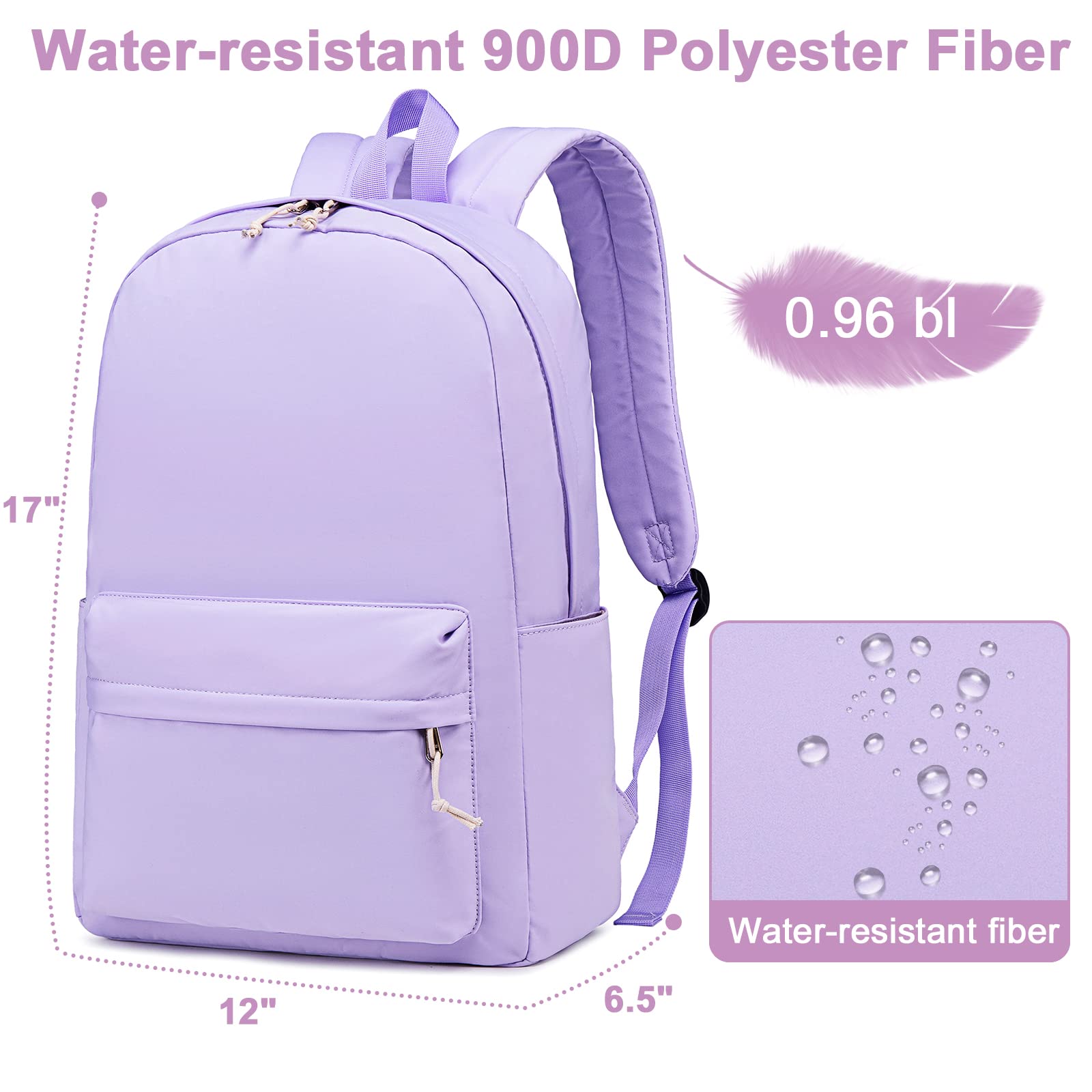 Teen Girls School Backpack - Laptop Bookbag for Travel & College (Purple)