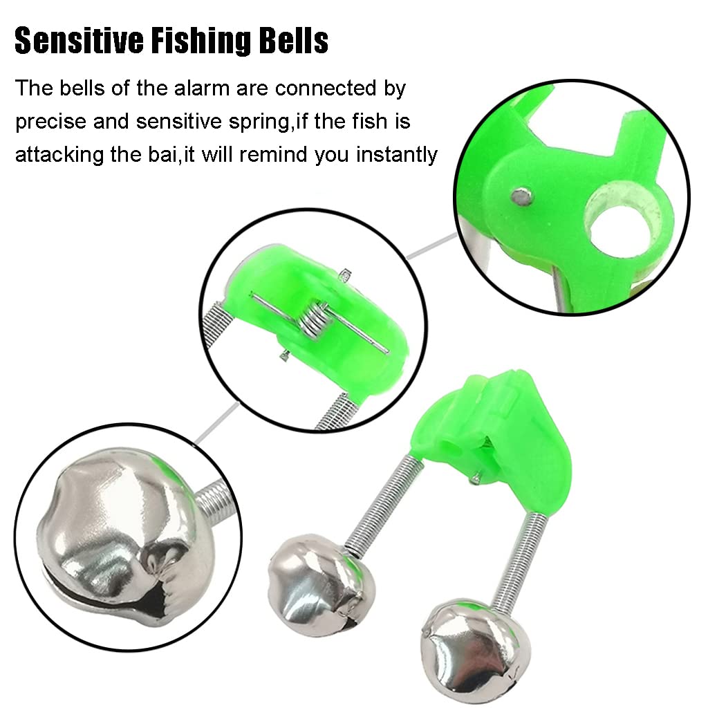 20 Pcs LED Fishing Bells with Lights - 10 Pcs Rod Bait Alarm & Clip Tips for Night Fishing | Waterproof, Durable Accessories for Freshwater & Saltwater Anglers (Ideal for Catfish, Bass, Trout)