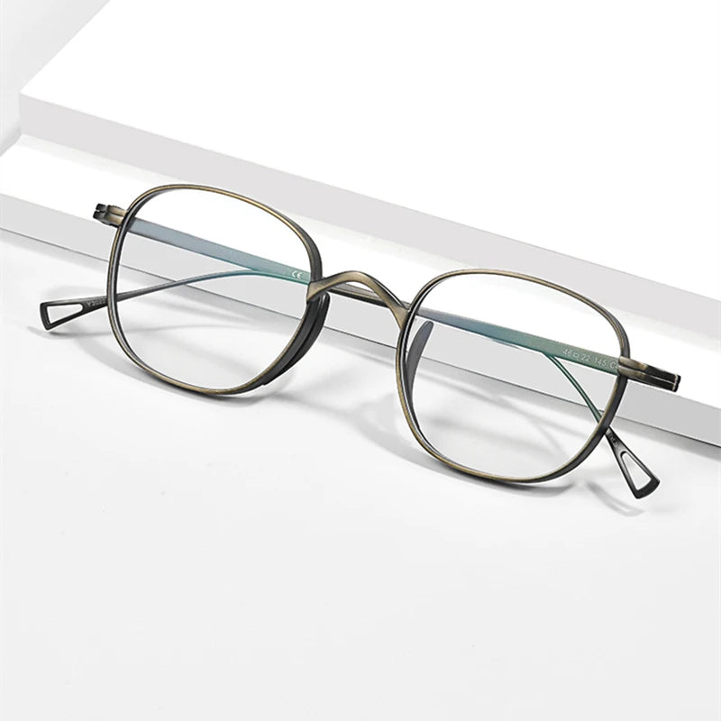 Unisex Black Titanium Eyeglasses Full Rim Oval Square Frame 49125 - Stylish & Lightweight for Work, Reading, and Everyday Wear
