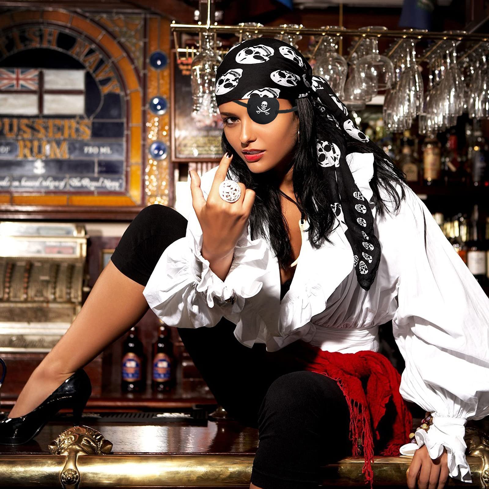 2PCS Pirate Eye Patch for Adults & Kids - Skull & Crossbones Design, Medical & Lazy Eye Cover - Perfect for Halloween Costumes, Pirate Parties, and Eye Recovery