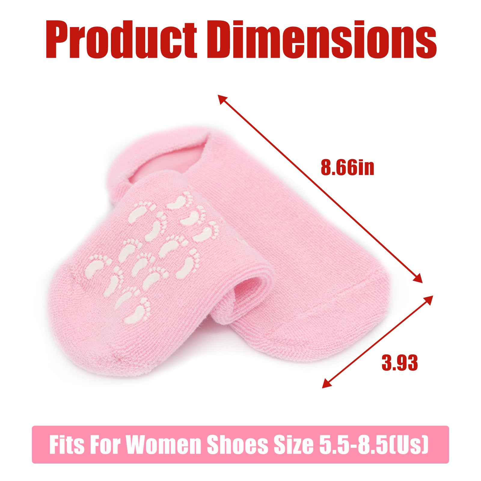 2 Pairs Moisturizing Gel Socks for Women - Silicone Healing Socks for Dry Cracked Feet Repair - Softening Lotion Socks for Foot Care - Perfect for Overnight Treatment, Spa Days & Winter Foot Protection