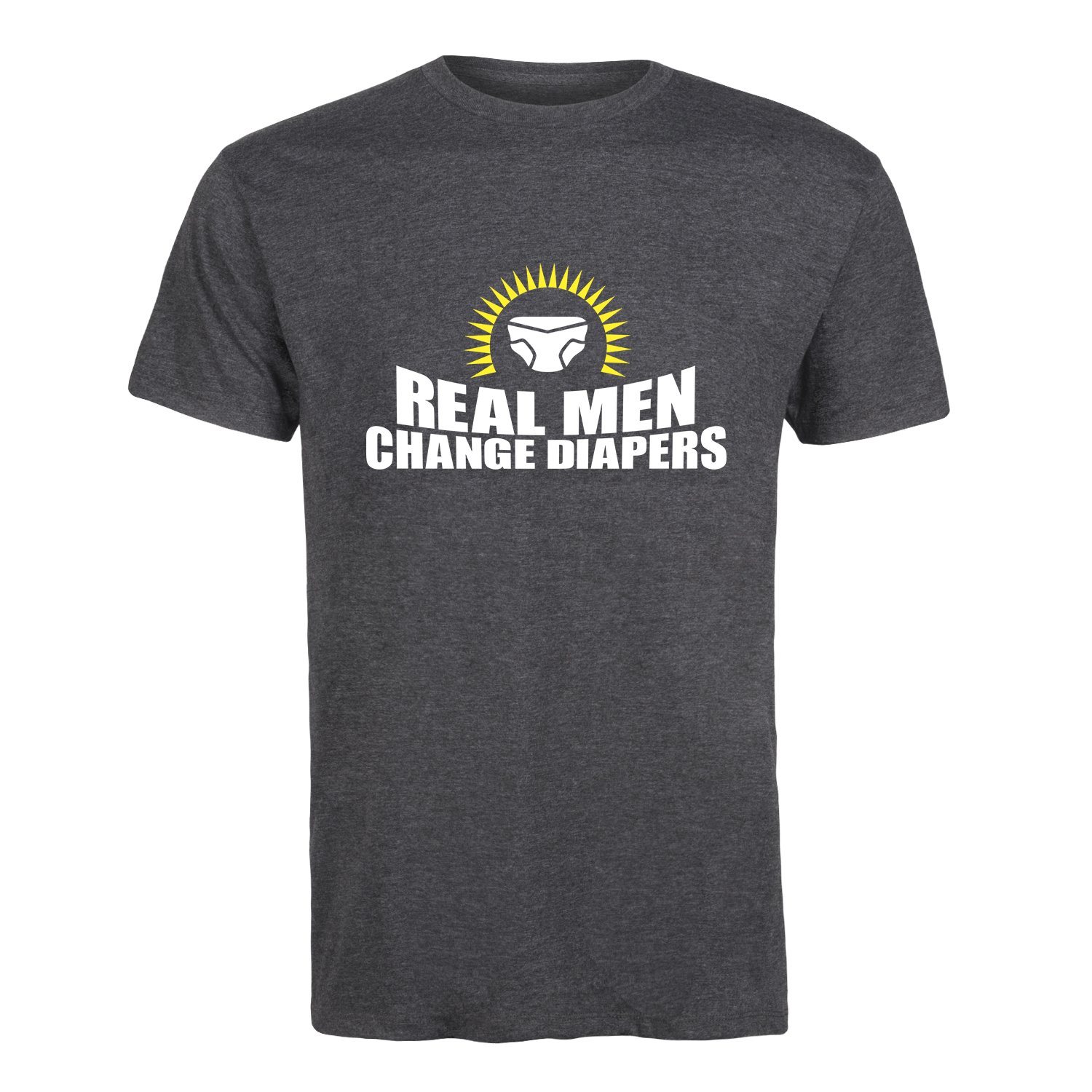 Funny Dad Graphic T-Shirt for Men - Real Men Change Diapers Short Sleeve Cotton Tee - Perfect for Father's Day, Baby Showers & Parenting Humor