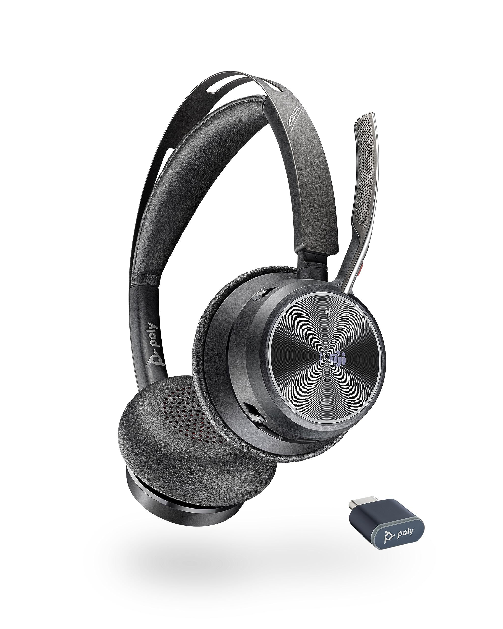 Poly Voyager Focus 2 UC Wireless Headset with Active Noise Canceling (ANC) - Bluetooth Headphones for PC, Mac & Mobile - Certified for Microsoft Teams & Zoom - Perfect for Home Office, Remote Work & Video Conferencing - Amazon Exclusive