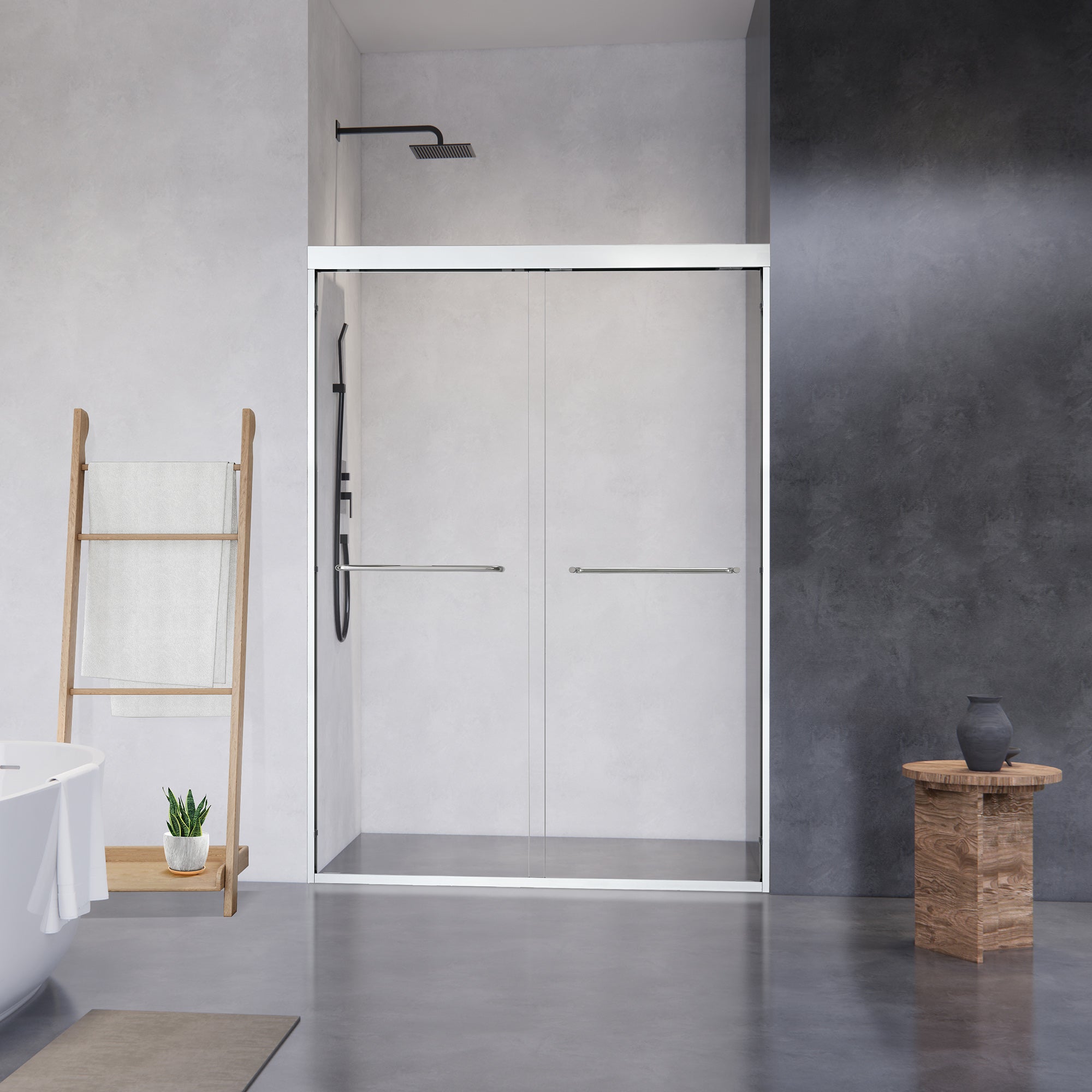 Ennis Framed Shower Door with Clear Glass - Heavy Duty Bypass Sliding Bathroom Door for Tub Enclosure - Perfect for Modern Home & Apartment Bathrooms