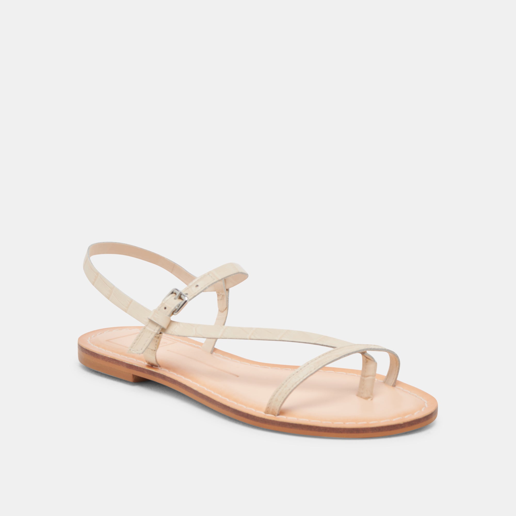 WANDRE Leather Sandals for Women - Bone Embossed Strappy Comfortable Flip Flops - Perfect for Beach, Vacation & Summer Outfits