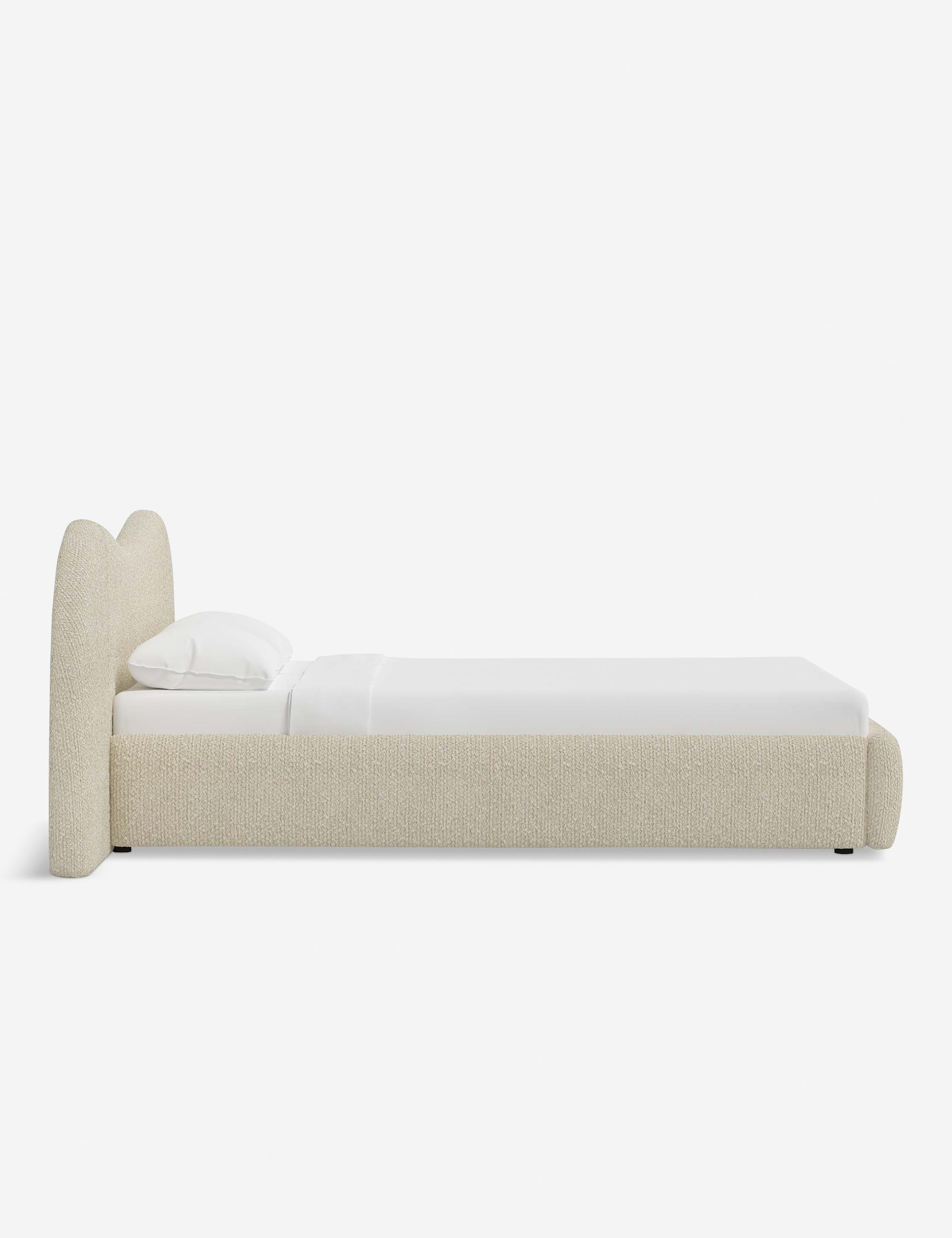 Sarah Sherman Samuel Gladys Extended Headboard Platform Bed - Queen Size, Modern Upholstered Bed Frame with Wooden Legs for Bedroom, Living Room, Guest Room