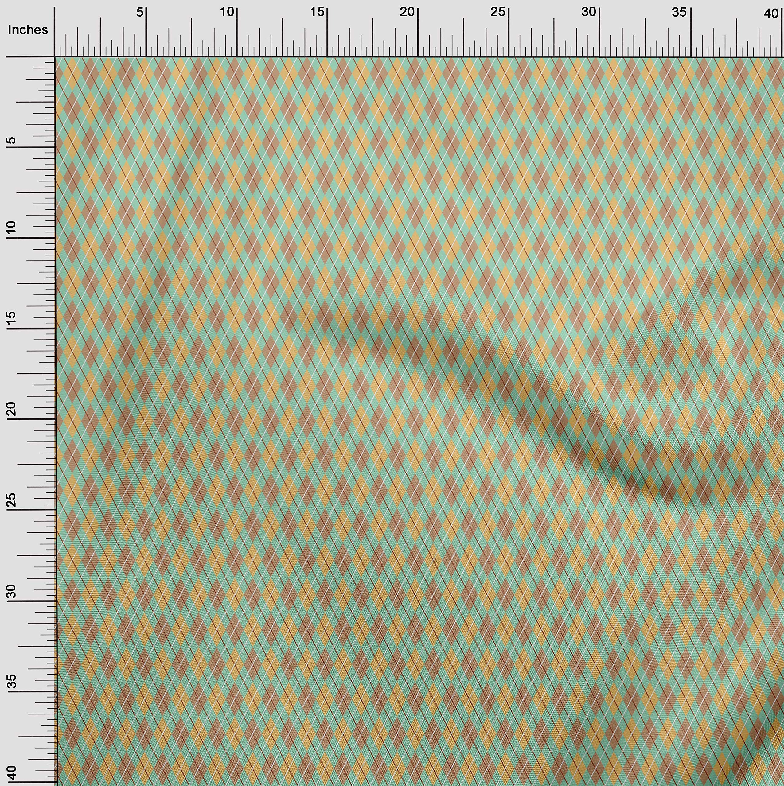 oneOone Polyester Spandex Mint Green Argyle Check Dress Fabric - 56 Inches Wide Fabric by The Yard | Perfect for DIY Dresses, Skirts & Home Decor Projects