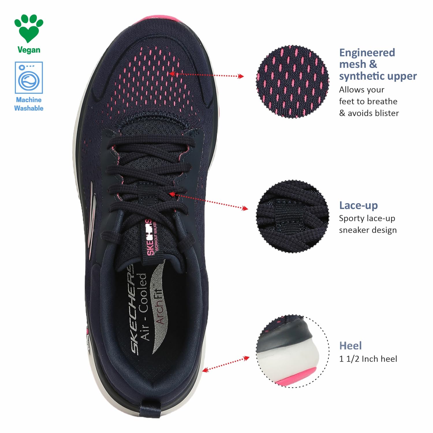 Skechers Women's Go Walk Workout Walker Outpace Sneaker - Lightweight Walking Shoes for Women with Arch Support - Perfect for Workouts, Walking, and Everyday Comfort