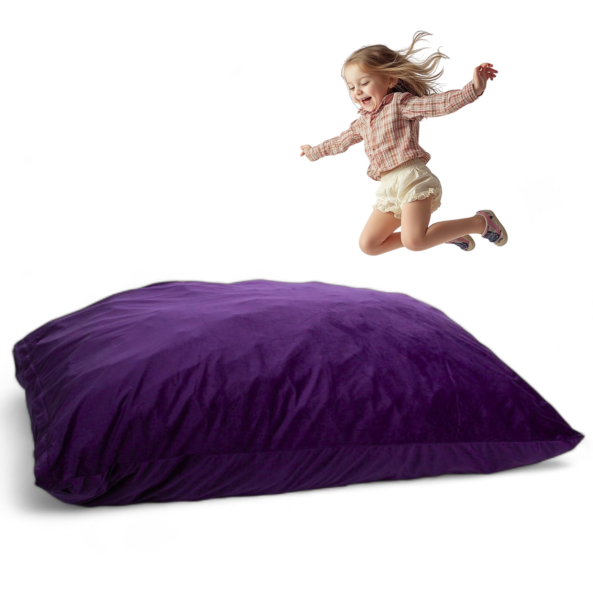 ULTIMATE SACK Oversized Bean Bag Chair - Giant Floor Pillow for Adults & Kids | Soft Suede Fabric | Perfect for Living Room, Bedroom, Game Room & Dorm | Purple Comfortable Lounge Furniture