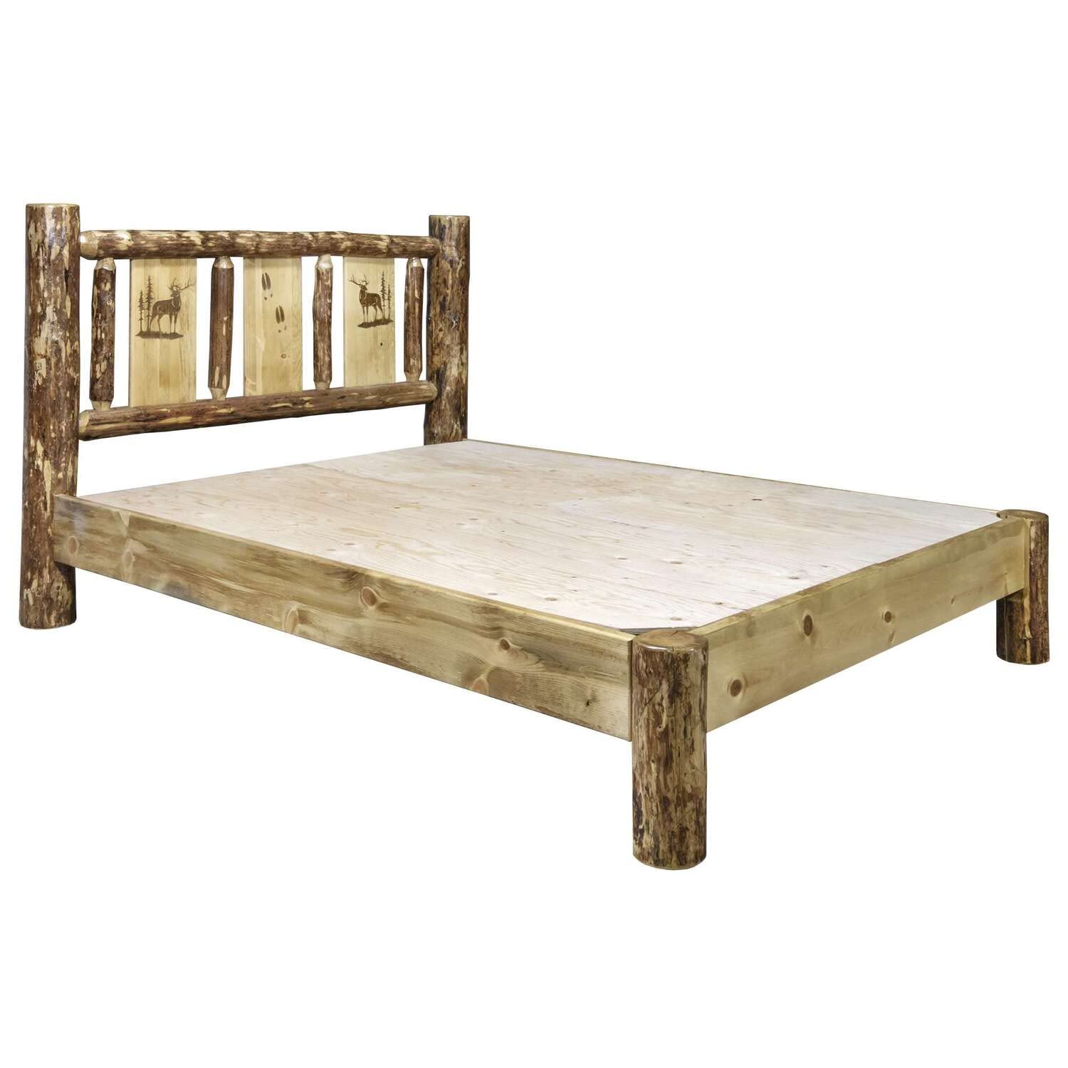 Montana Queen Platform Bed with Stained & Lacquered Finish - Modern Wooden Bed Frame for Bedroom - Perfect for Master Bedrooms, Guest Rooms & Small Spaces
