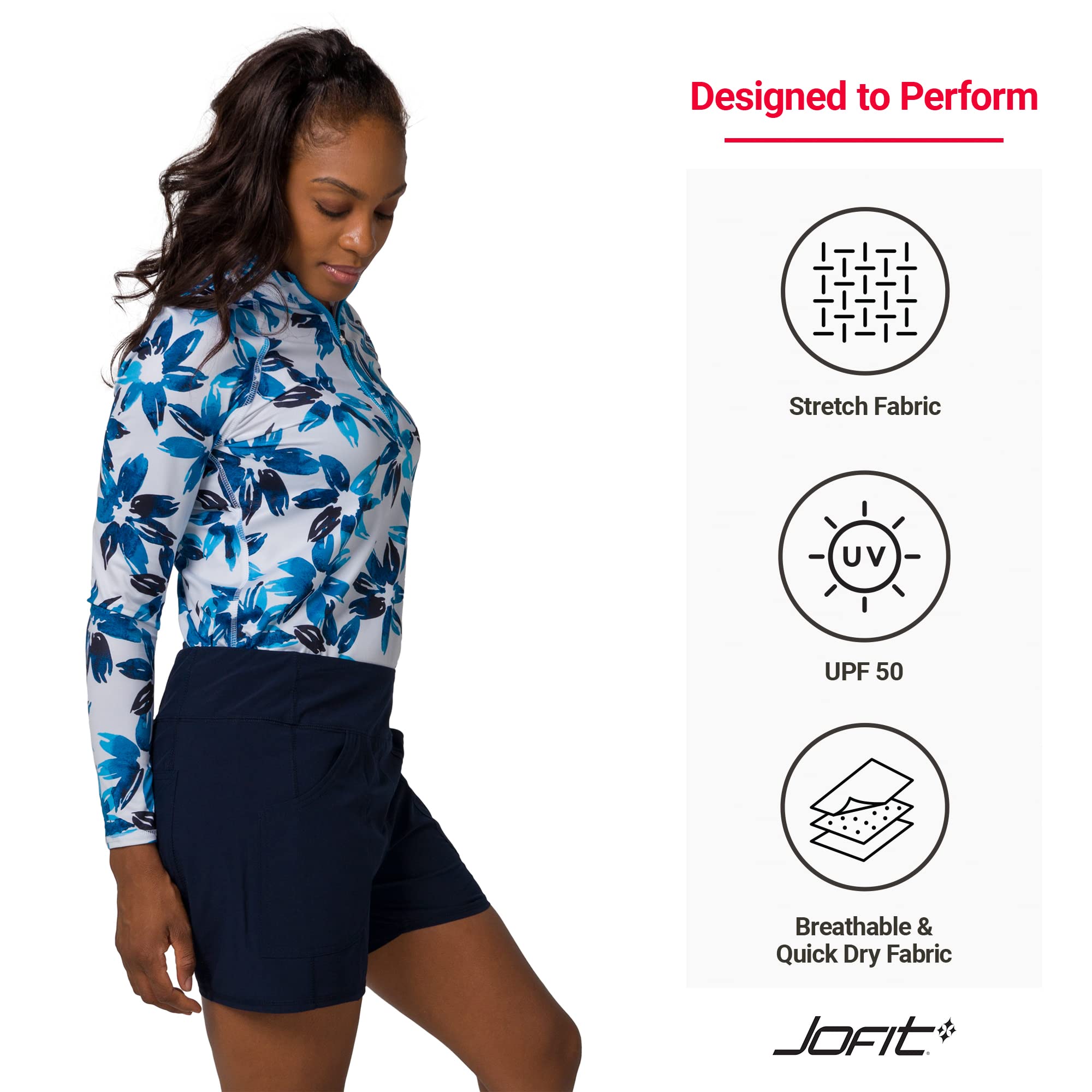 Jofit Women's Athletic Pull-On Shorts - Comfortable Golf, Workout & Casual Wear Shorts for Active Lifestyle & Everyday Use