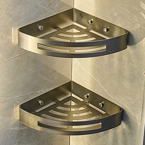 No Drill Shower Caddy - Rustproof Stainless Steel Wall Mounted Bathroom Organizer with Adhesive, 2-Tier Gray Shower Shelf for Shampoo, Soap & Toiletries - Perfect for Small Bathrooms & Apartment Showers