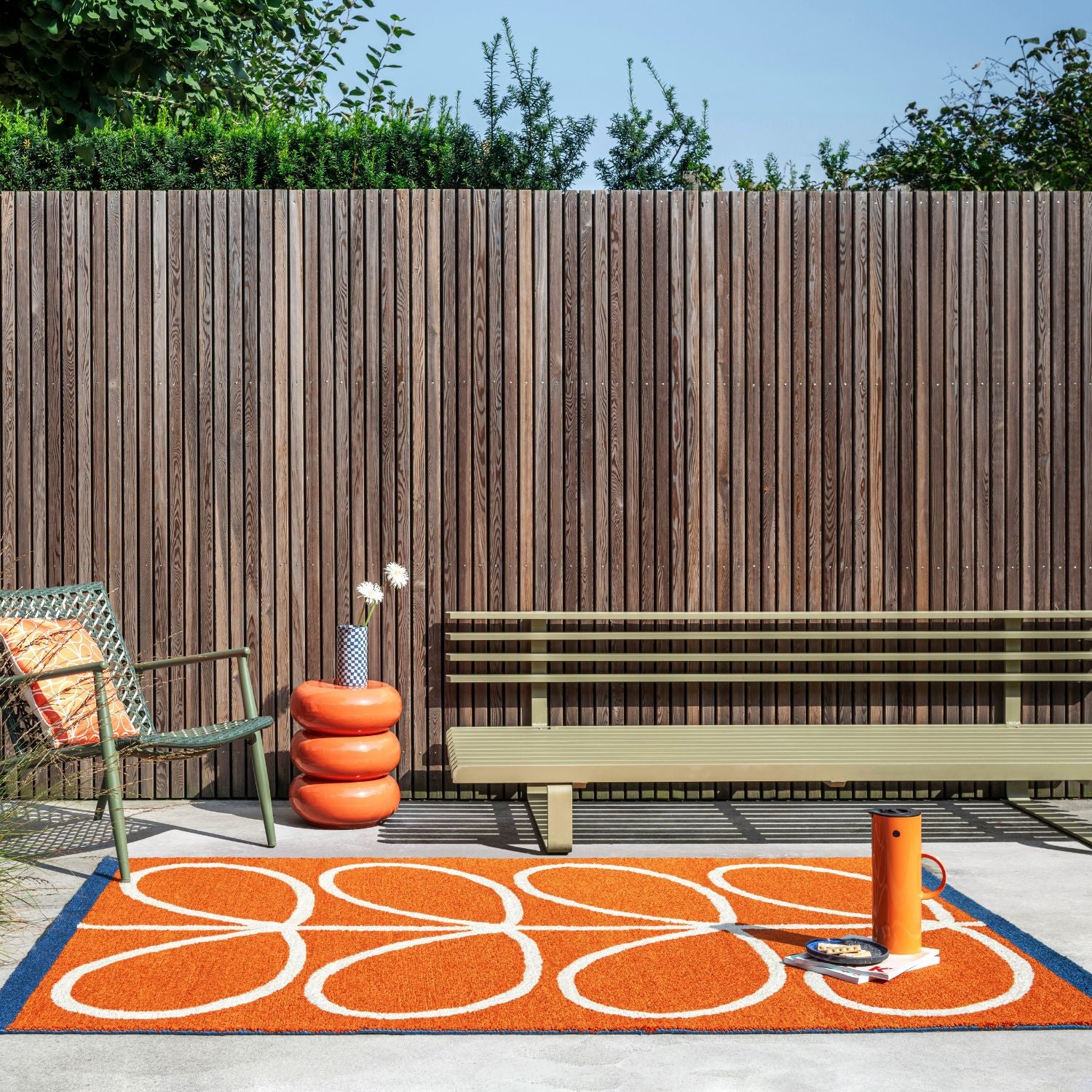 Linear Stem Outdoor Rug - Orange - Perfect for Patio, Deck, and Garden Decor - Waterproof & Durable