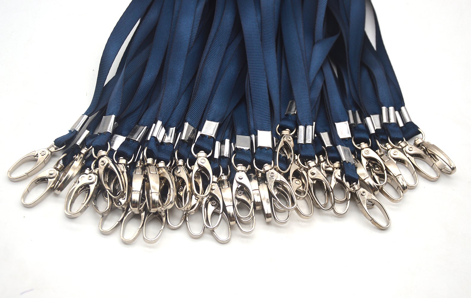 Navy Blue Nylon Lanyards 50Pcs with Swivel Hooks - for ID Badges & Keys
