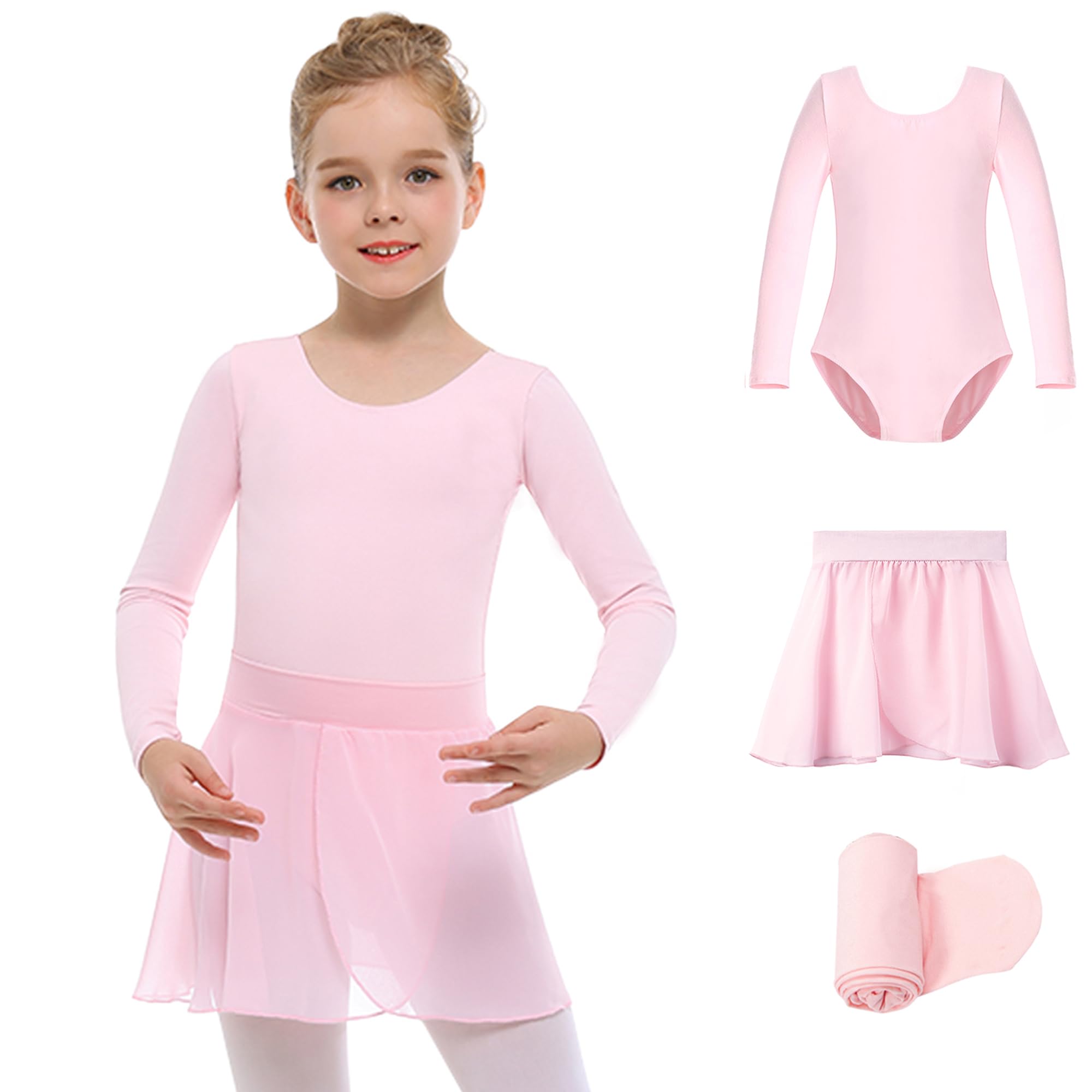 Stelle Girls Ballet Leotards for Toddlers & Kids - Dance Outfit Set with Pull-on Skirt & Tights (Toddler/Little Kid/Big Kid) - Perfect for Ballet Class, Recitals & Dance Performances