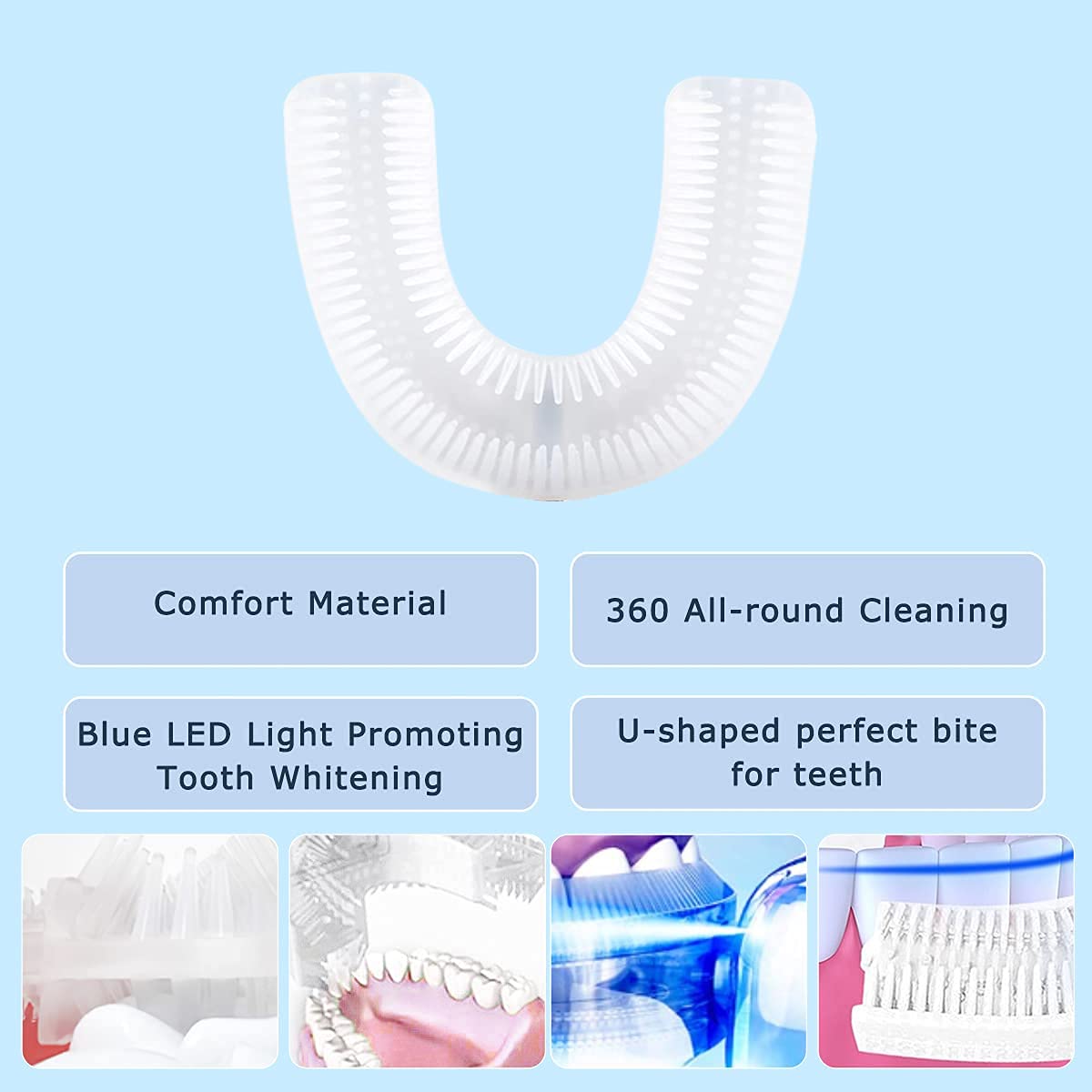 Ultrasonic Electric Toothbrush for Adults - U-Shaped Automatic Toothbrush with 360° Full Mouth Cleaning, Teeth Whitening, Hands-Free & Rechargeable, IPX7 Waterproof - Perfect for Travel, Home Use, and Oral Care Gifts