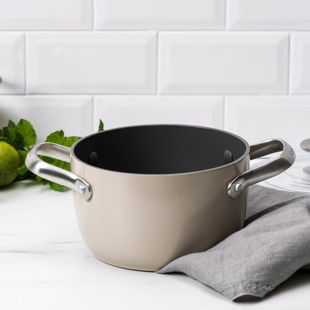 GreenPan Healthy Ceramic Nonstick 2QT Rice Cooker & Soup Pot with Lid - PFAS-Free, Induction Compatible, Dishwasher & Oven Safe (Taupe) - Perfect for Cooking Rice, Soups, Stews & One-Pot Meals