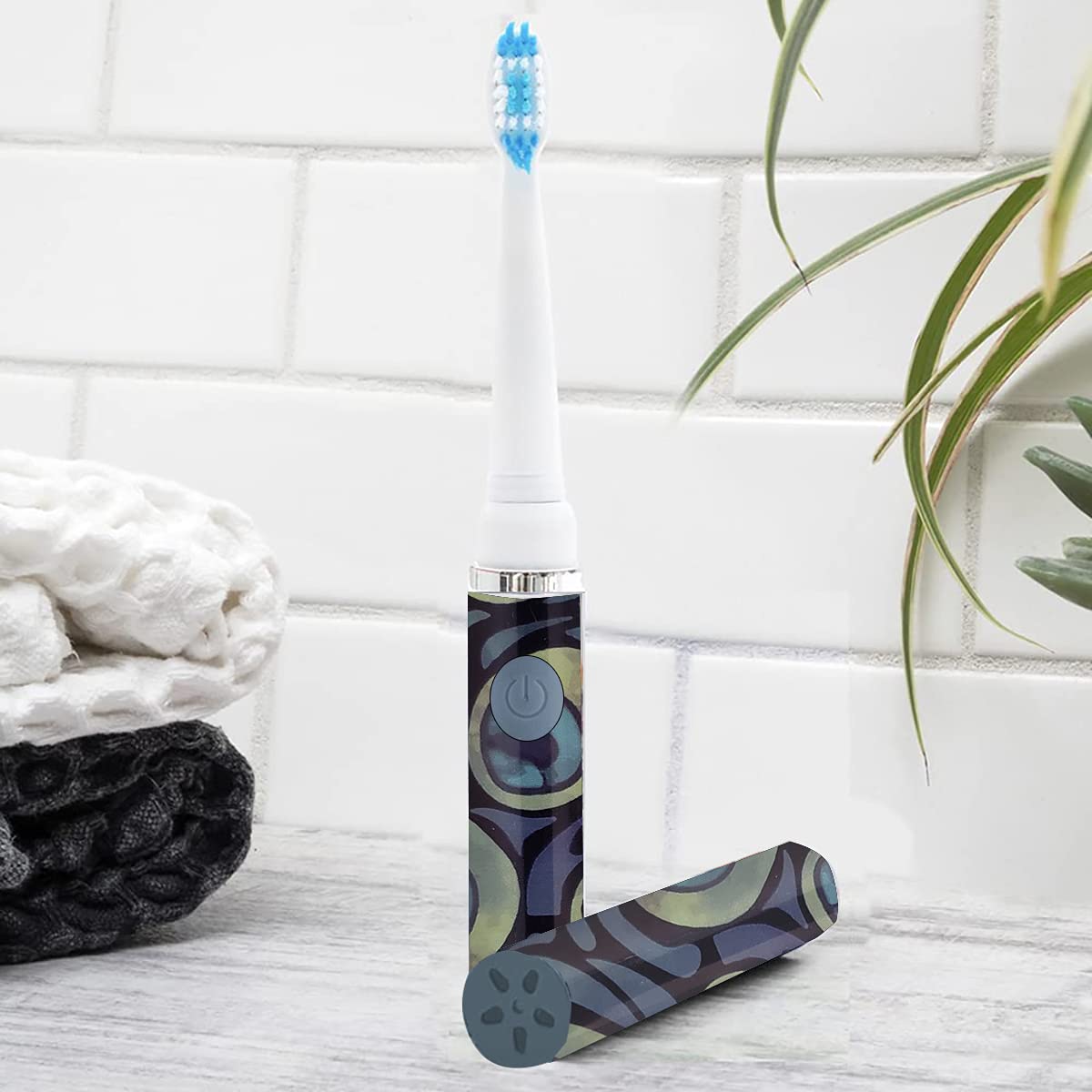 Pop Sonic Electric Toothbrush for Kids & Travel - 2 Speed Settings (15,000-30,000 RPM) with DuPont Nylon Bristles, Battery Powered (Peacock Blue) - Perfect for Daily Oral Care, School Trips & Family Vacations