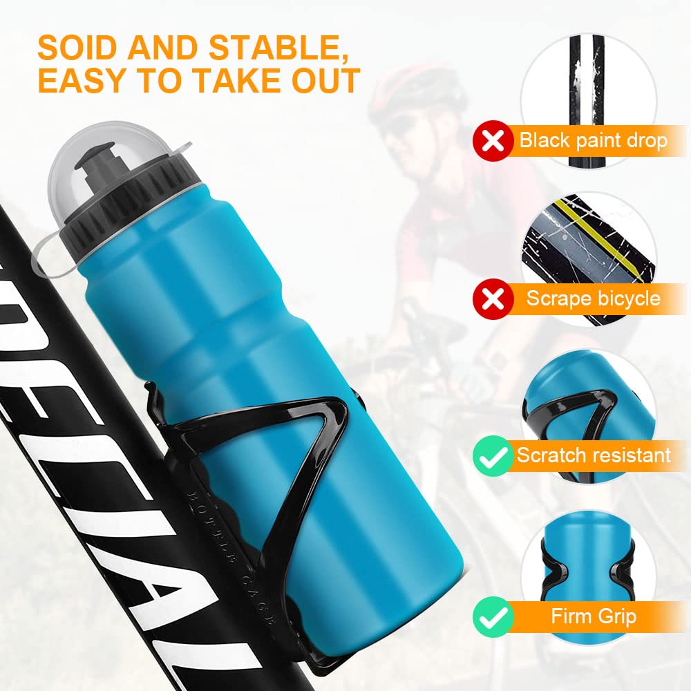 BPA-Free 800ml/28oz Bike Water Bottle with Black Gloss Bike Water Bottle Cage - Strong Bicycle Cup Holder for Road & Mountain Bikes - Perfect for Cycling, Commuting & Outdoor Sports