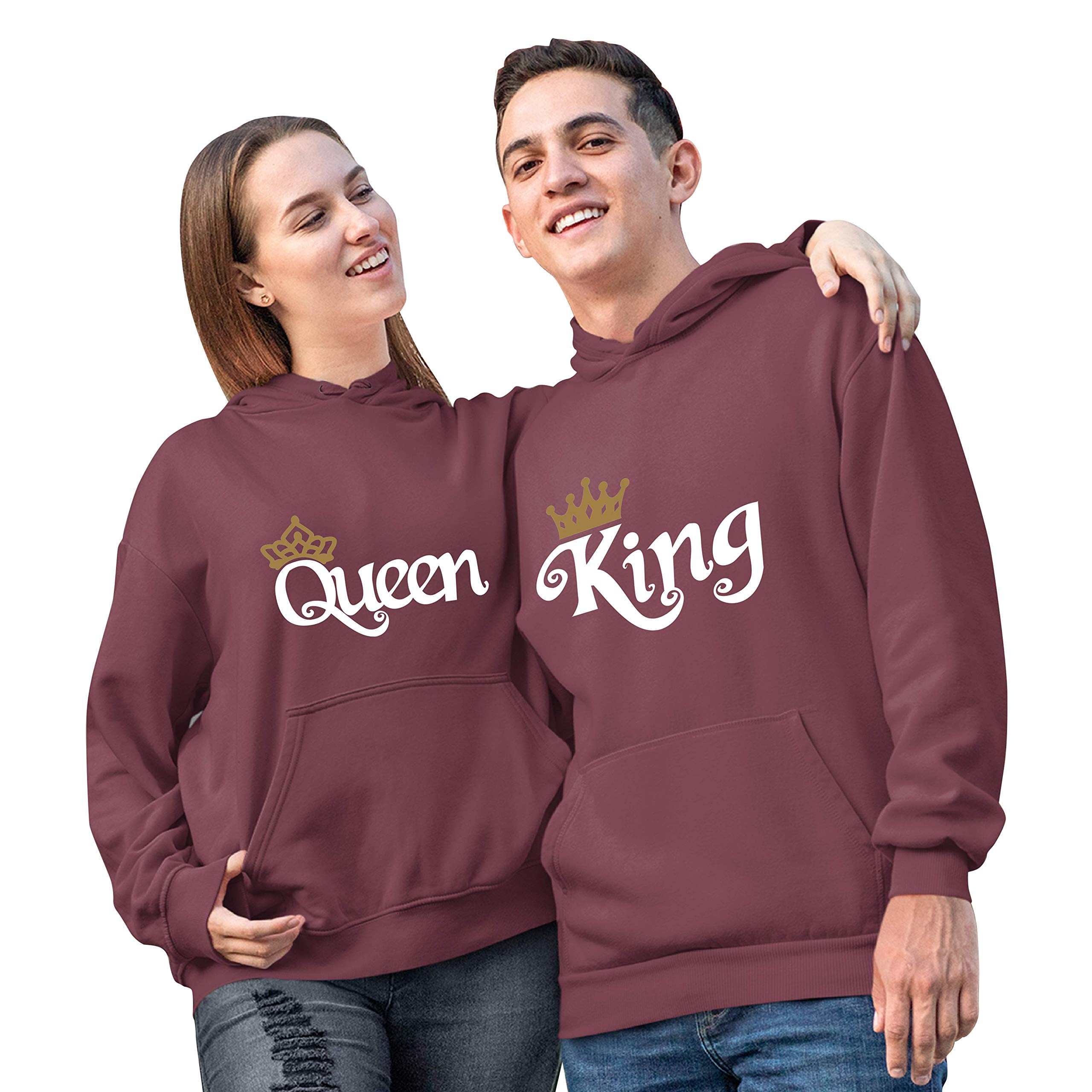 Unisex Hoodies with Kangaroo Pocket - Queen & King Couples Hooded Sweatshirts for Matching Outfits, Date Nights & Cozy Loungewear