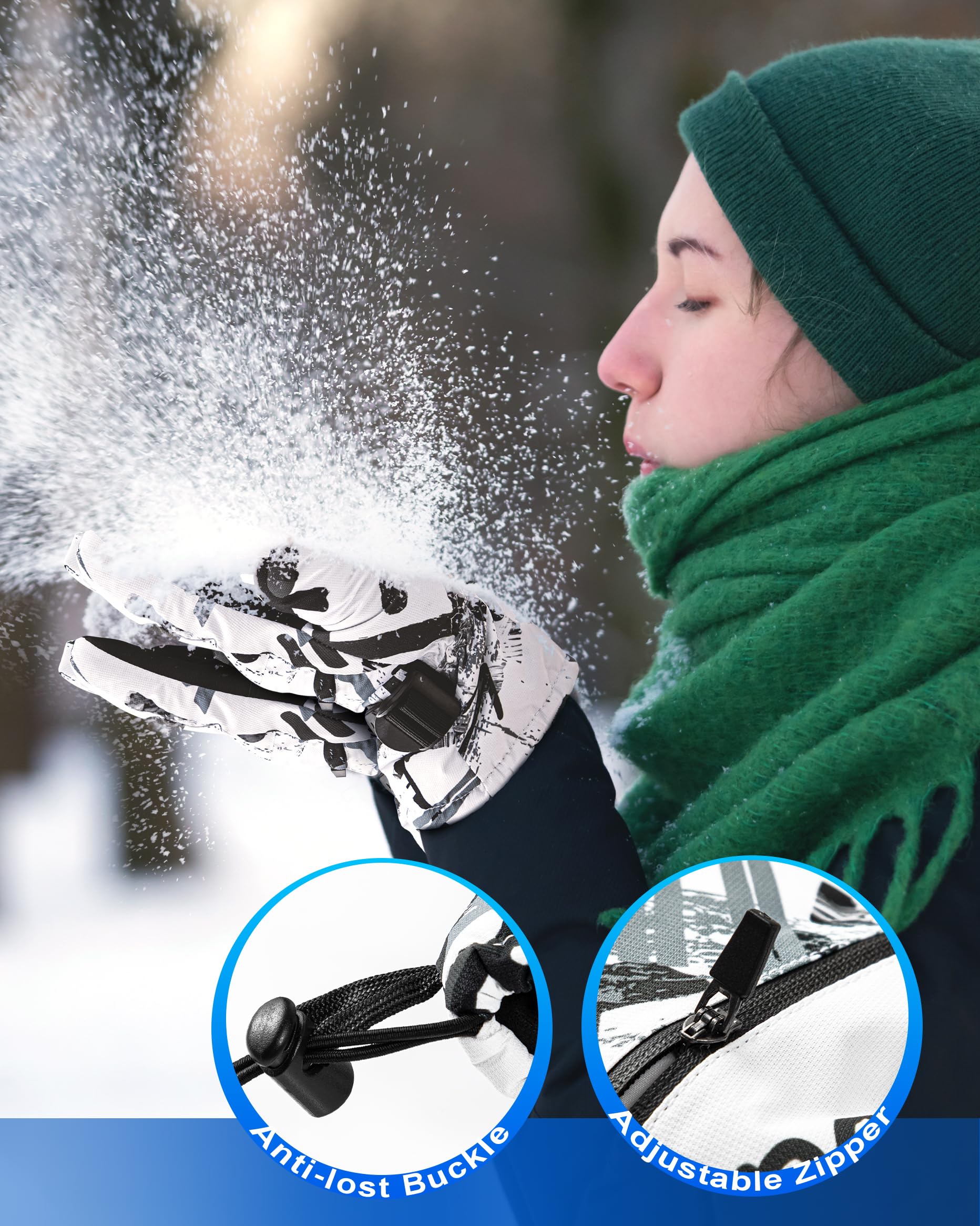 Waterproof 5-Finger Winter Ski Gloves for Men - Touchscreen Snowboarding Gloves for Cold Weather & Outdoor Sports | Skiing, Snowboarding, Hiking & Winter Activities