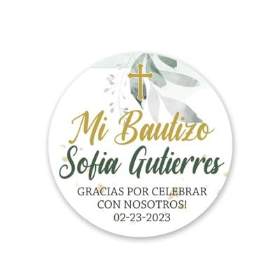 40-Pack Custom Baptism Stickers - Personalized Thank You Stickers for Baptism - Spanish 