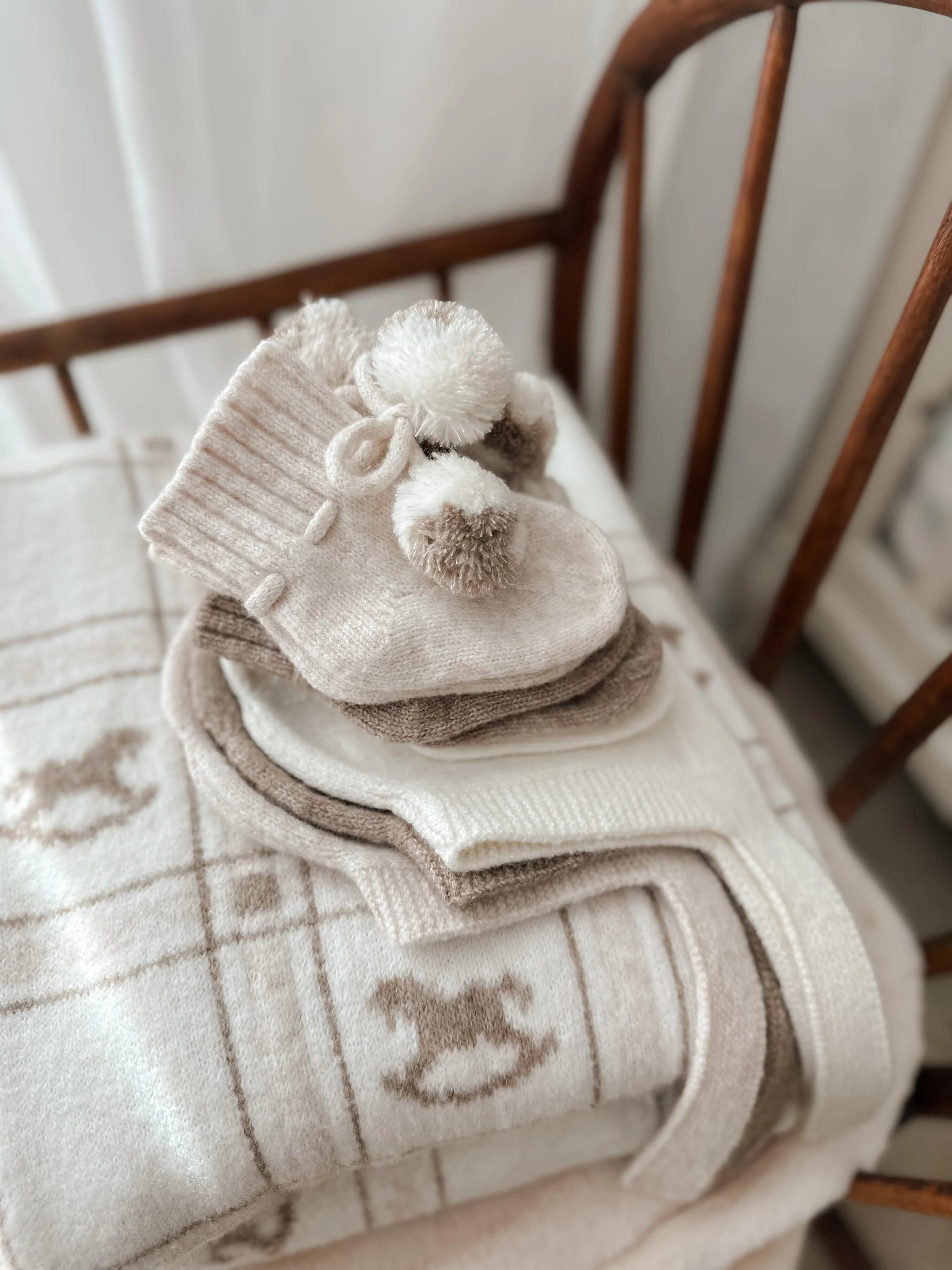Organic Cotton Pom Pom Booties for Babies - Soft & Comfortable First Walkers - Perfect for Newborns, Infants & Toddlers - Ideal for Indoor Play, Photo Shoots & Special Occasions