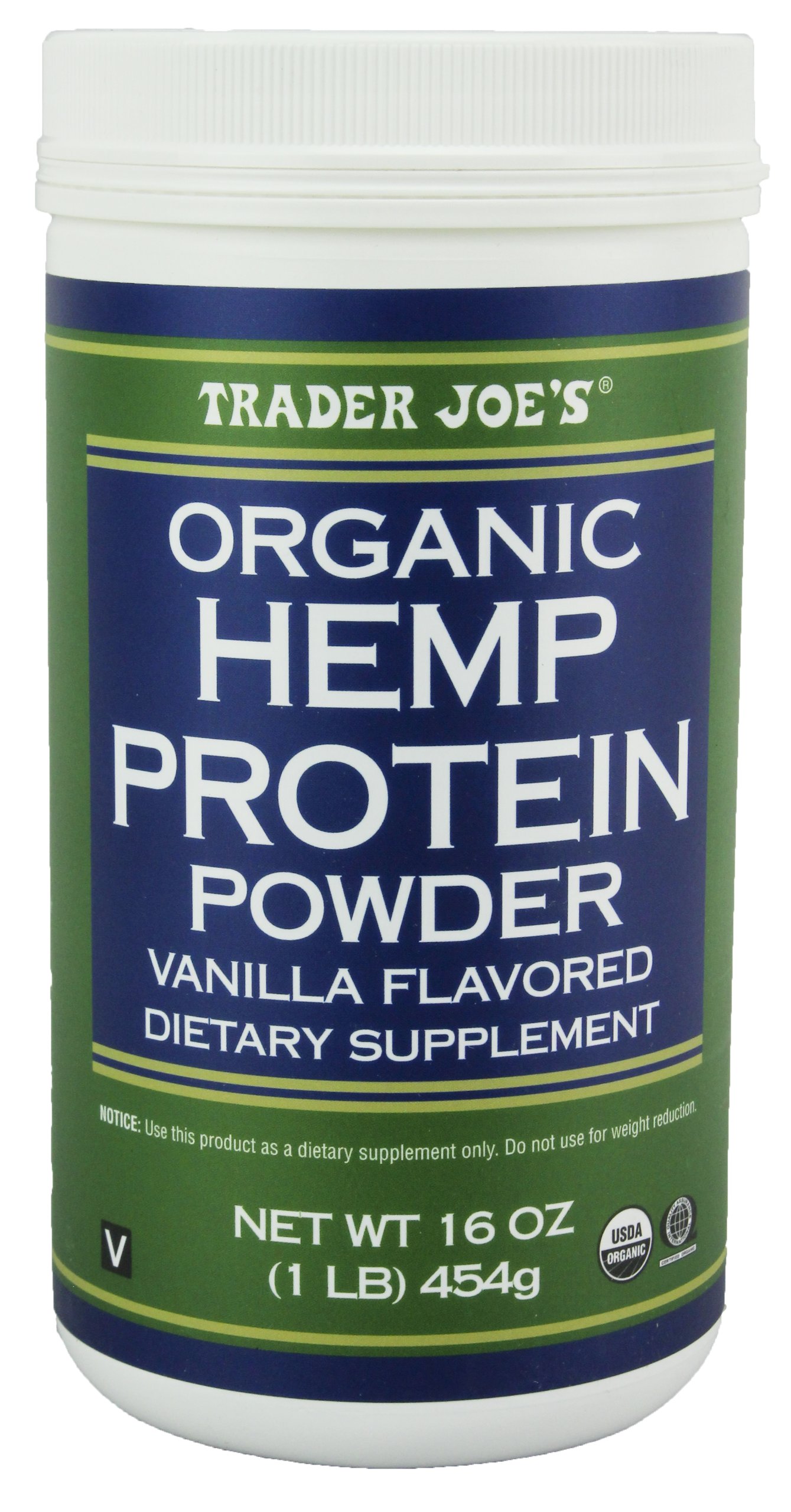 Organic Hemp Protein Powder 16oz by Trader Joe's - Vanilla Flavor Plant-Based Protein Supplement for Smoothies, Baking & Post-Workout Recovery | USDA Certified Vegan & Gluten-Free