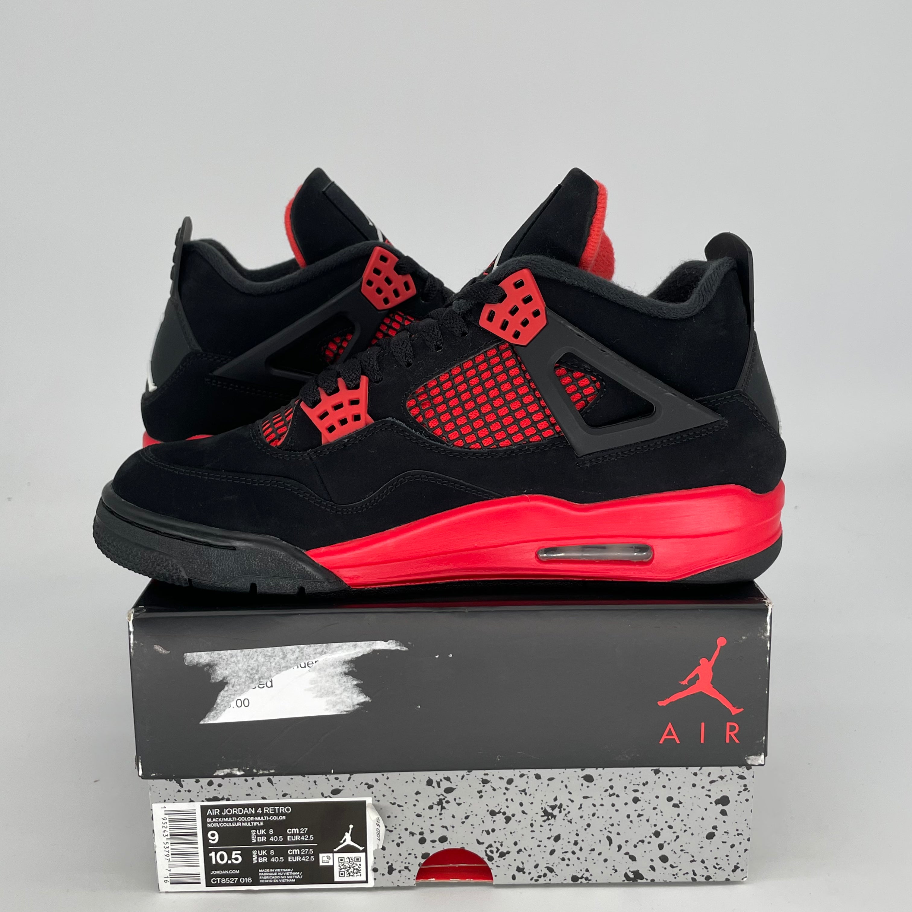 AIR JORDAN 4 Red Thunder Basketball Shoes - Men's Size 9/Women's 10.5 (CT8527-016) - Retro Sneakers for Streetwear & Casual Outfits