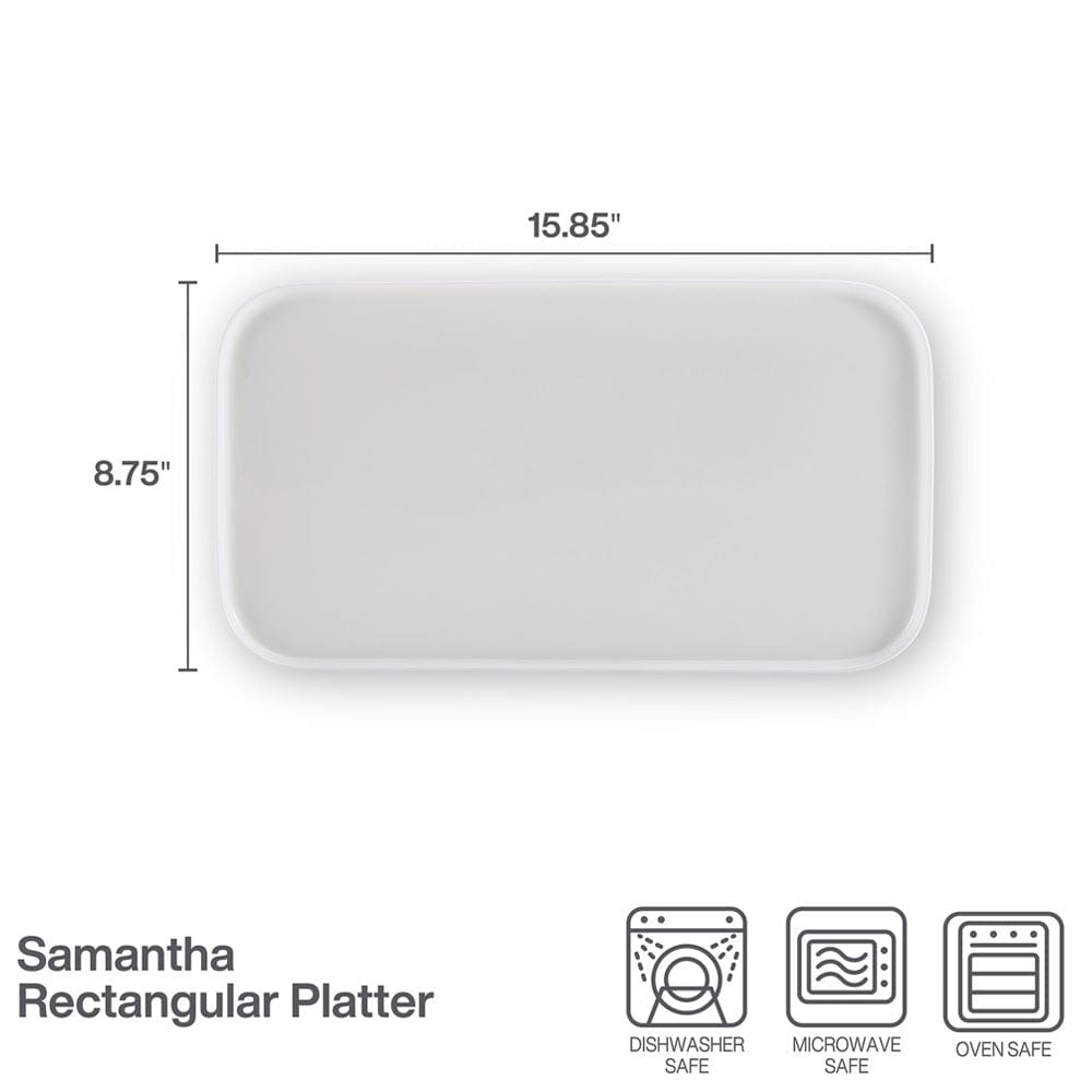 Samantha Rectangular Serving Platter - Elegant White Porcelain Tray for Cheese, Charcuterie & Appetizers - Perfect for Dinner Parties, Weddings & Holiday Entertaining