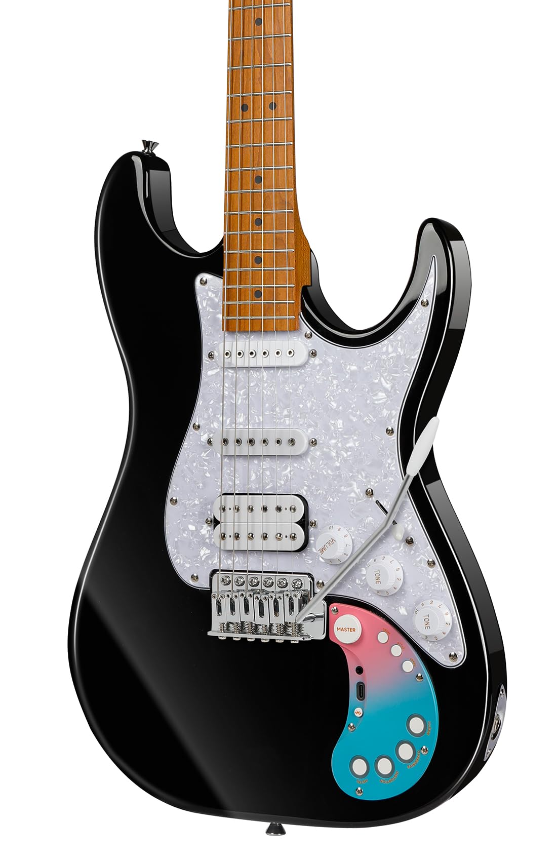 Smart Electric Guitar Kit D160SE with Effects System, SSH Pickup & Loop Drum Machine - Roasted Maple Fretboard All-in-One Performance Guitar for Beginners to Pros (Black) | Perfect for Live Shows, Studio Recording & Home Practice