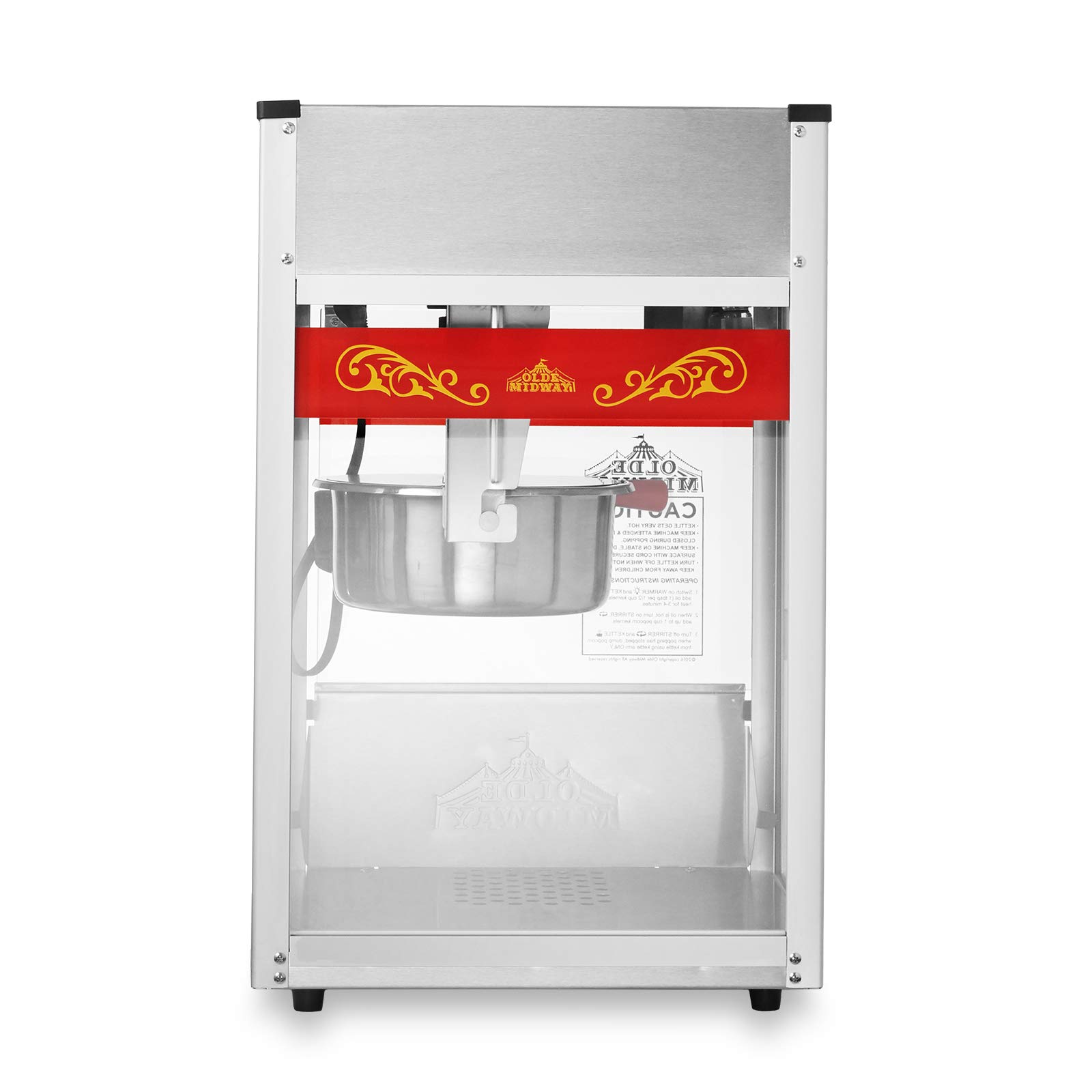 Olde Midway Commercial Popcorn Machine Maker Popper with 8-Ounce Kettle - Red | Perfect for Movie Nights, Parties & Concession Stands