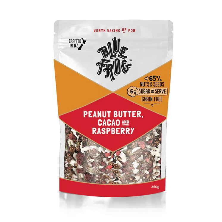 Blue Frog Paleo Cereal - Crunchy Peanut Butter Cacao & Raspberry | Gluten-Free, Vegan Breakfast Cereal for Healthy Morning & Snacking