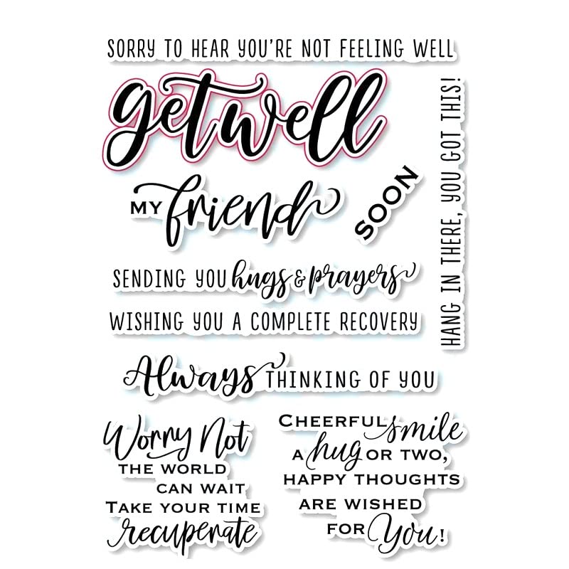 HAS Craft Clear Silicone Stamp Seal for DIY Scrapbooking, Photo Album, Greeting Cards - Transparent Get Well, Birthday, Wedding, Veterans Day, Columbus Day Holiday Decorative Stamps - Perfect for Crafting, Card Making, Journaling and Gift Wrapping