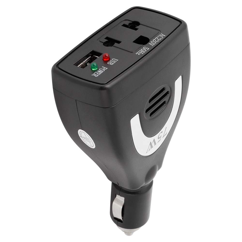 75W Car Power Inverter DC 12V to AC 100-240V with USB Charger - Portable Car Adapter for Laptops, Phones & Small Appliances on Road Trips